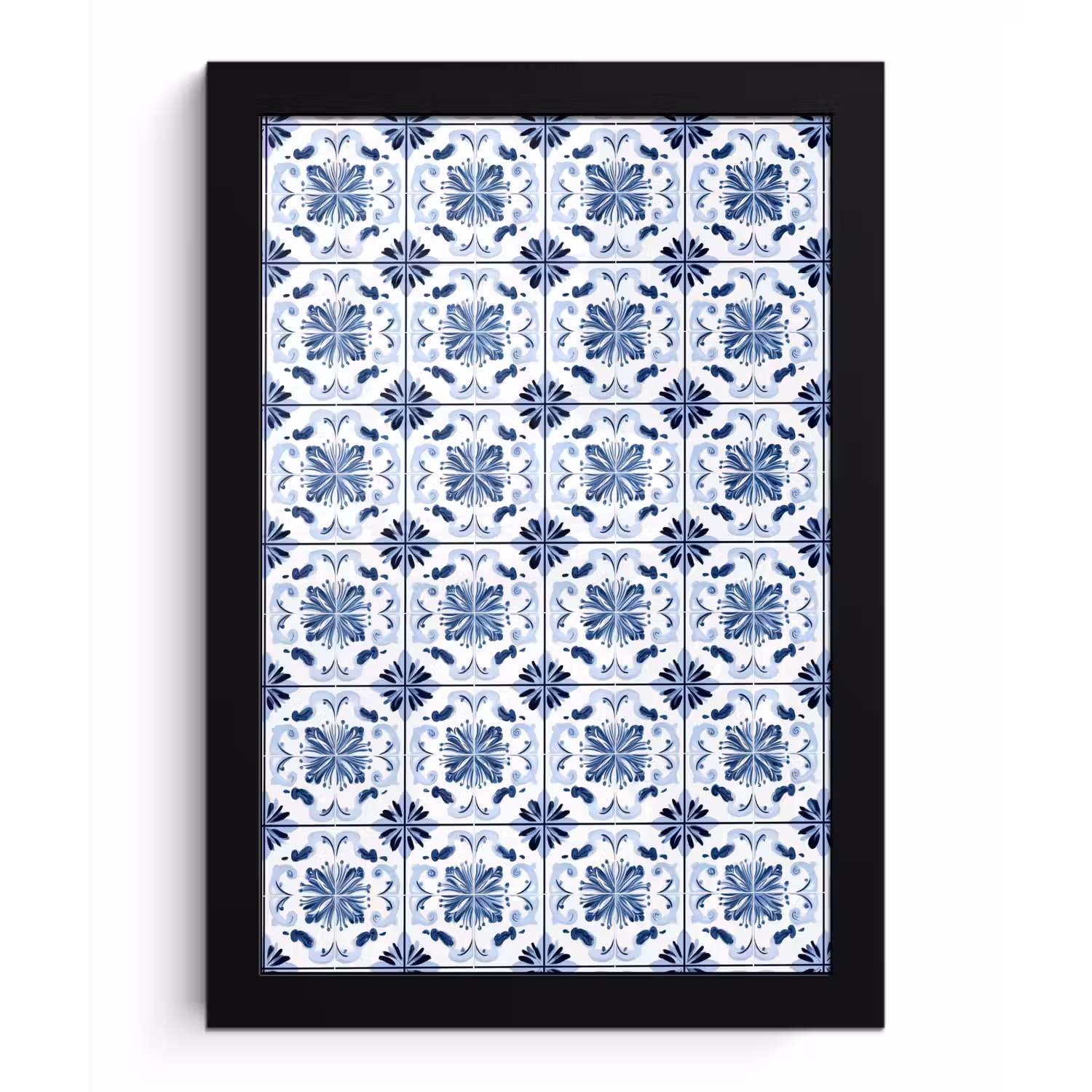 Patroon - Tegel - Blauw fotolijst zwart zonder passe partout klein 224 -3d