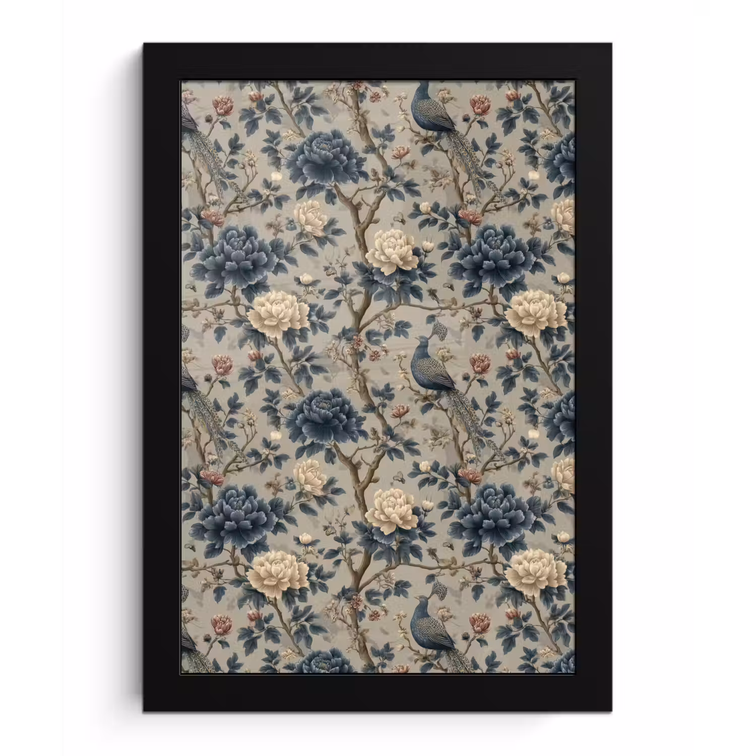 Pauw - Bloemen - Blauw fotolijst zwart zonder passe partout klein 224 -3d