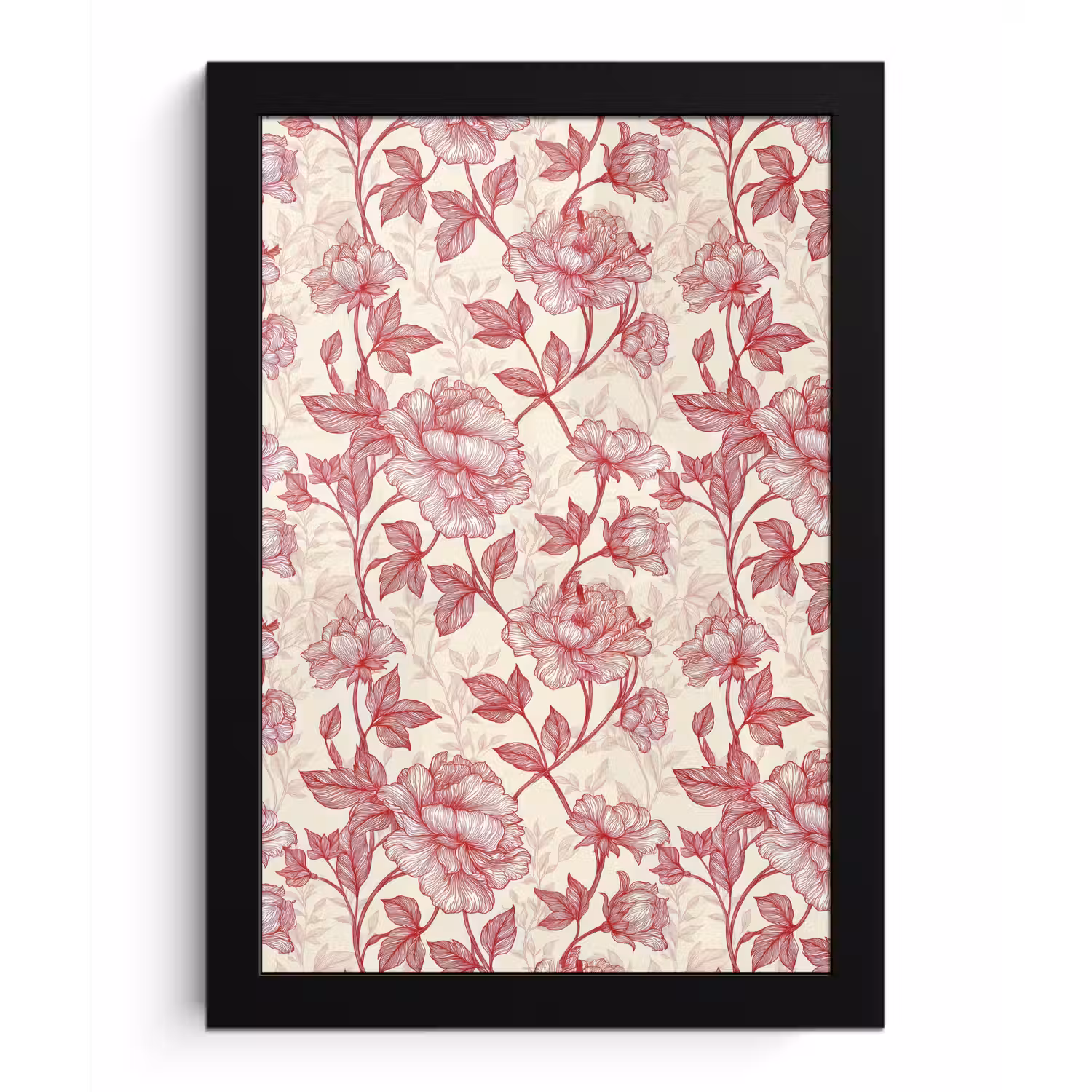 Pioenrozen - Modern - Rood fotolijst zwart zonder passe partout klein 224 -3d