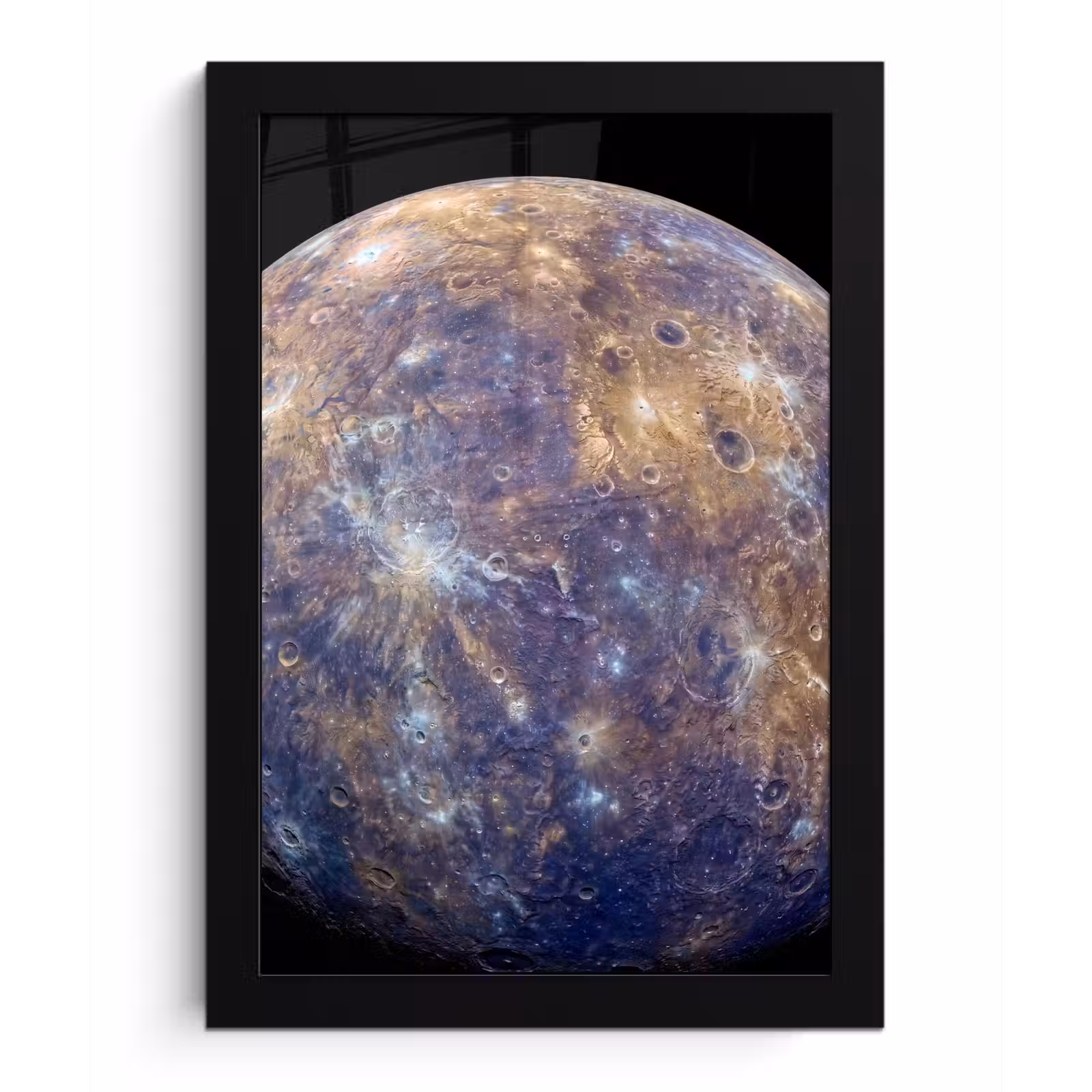 Poster met lijst - Planeet - Kraters - Ruimte - Planeet - Kraters - Ruimte fotolijst zwart zonder passe partout klein