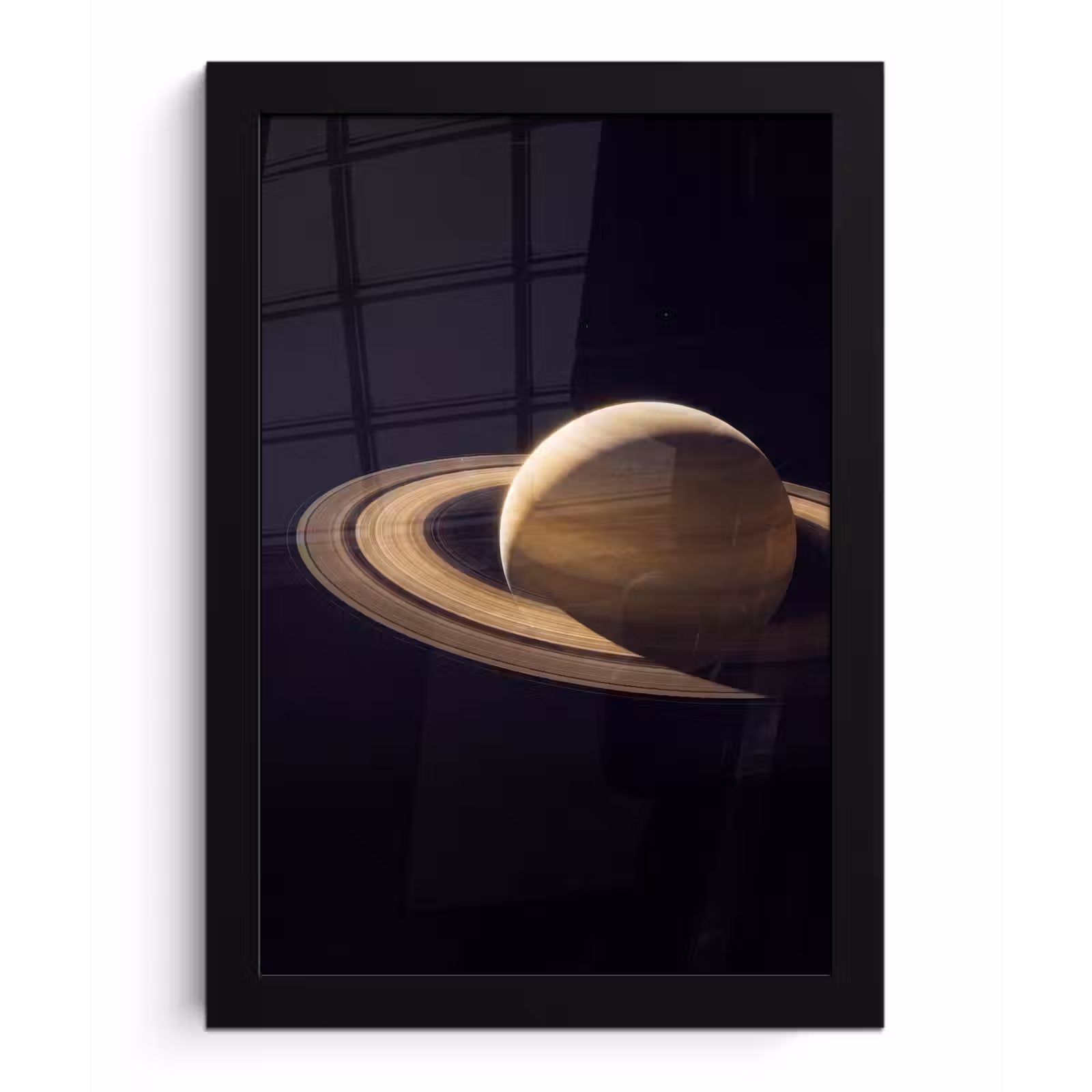 Poster met lijst - Planeet - Ringen - Ruimte - Planeet - Ringen - Ruimte fotolijst zwart zonder passe partout klein