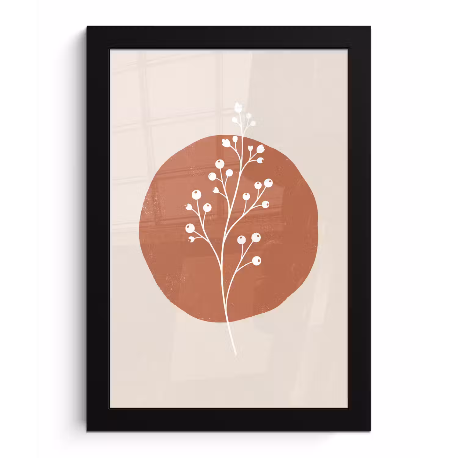 Plant - Tak - Abstract - Modern - Wit fotolijst zwart zonder passe partout klein -3d