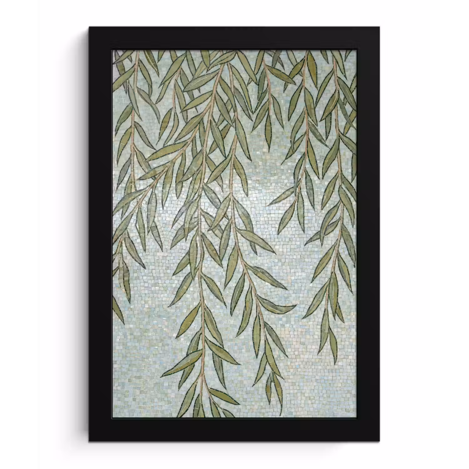 Planten - Mozaïek - Patroon - Groen - Blauw fotolijst zwart zonder passe partout klein -3d