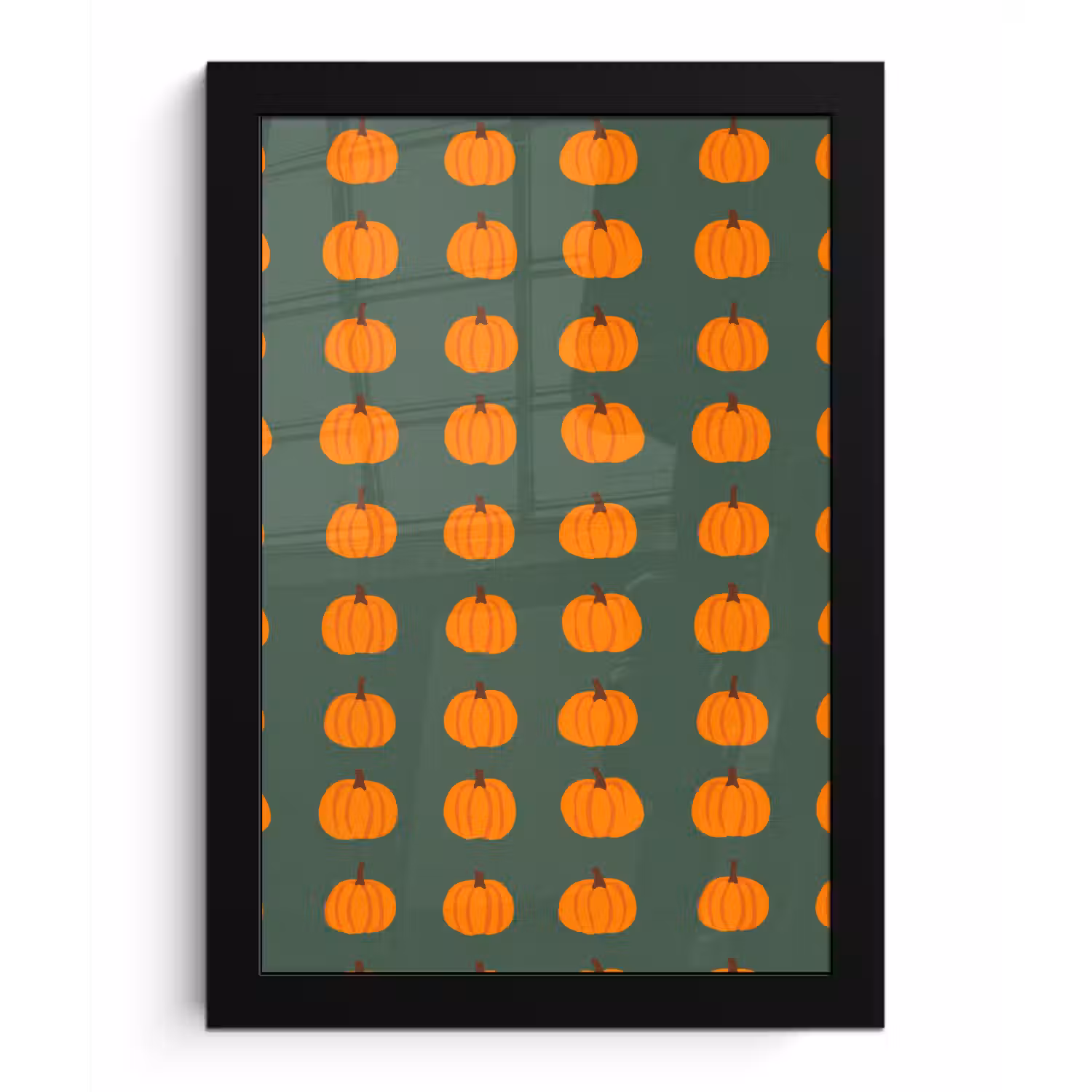 Pompoen - Patroon - Oranje fotolijst zwart zonder passe partout klein 224 -3d