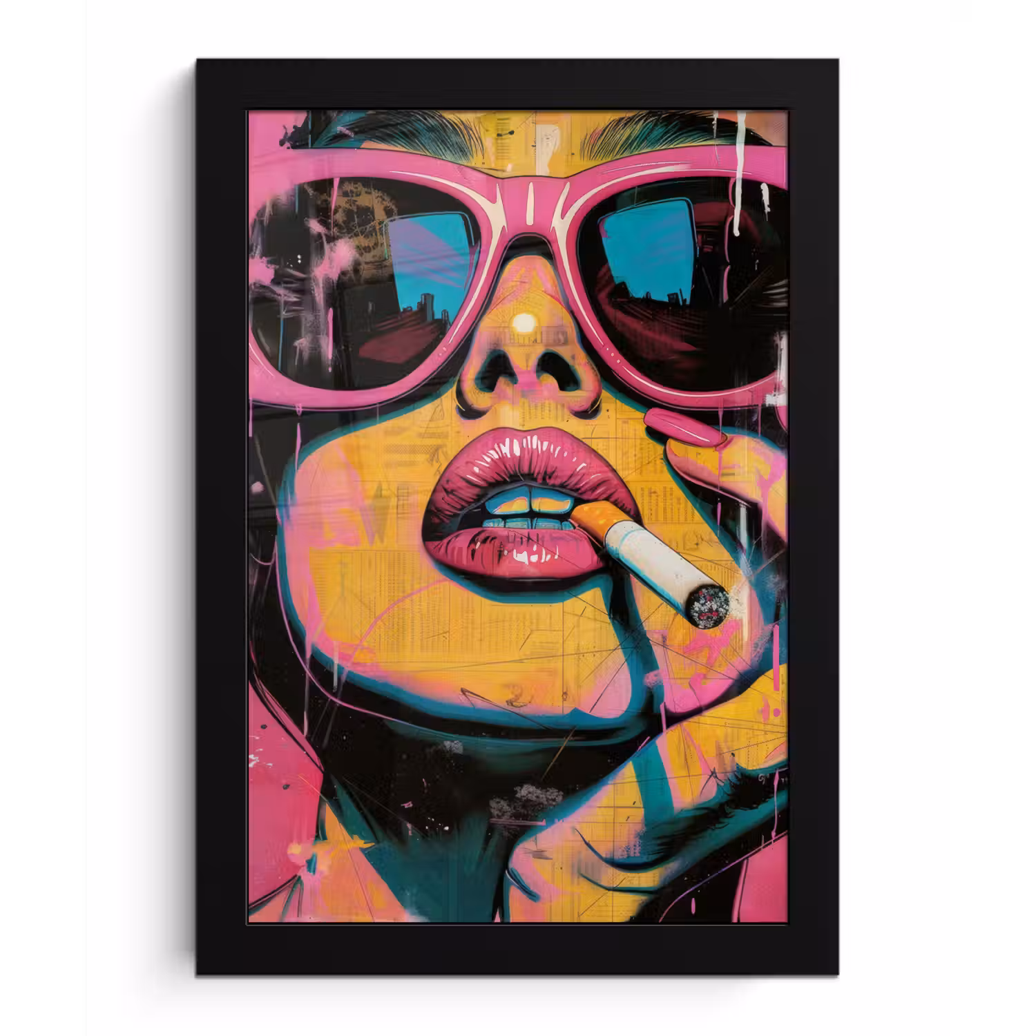 Portret - Vrouw - Abstract - Zonnebril fotolijst zwart zonder passe partout klein -3d