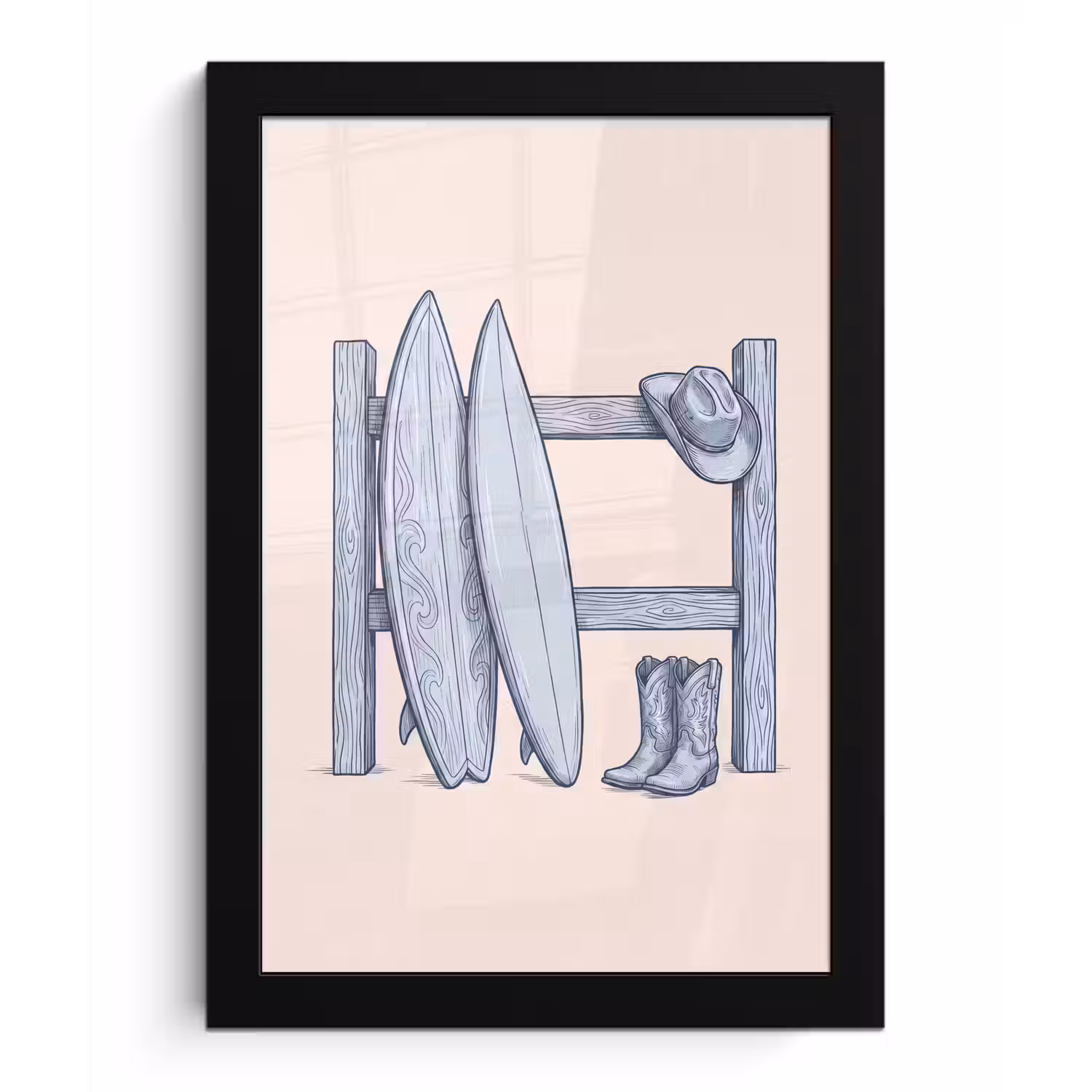 Recreatie - Kleding - Avontuur - Illustratie - Zomer fotolijst zwart zonder passe partout klein -3d
