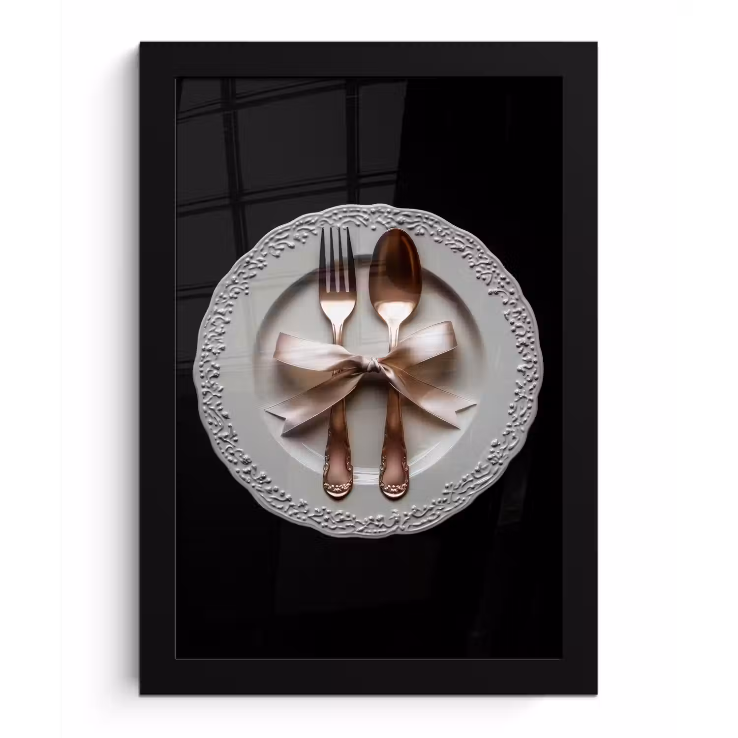 Rose - Strik - Bestek fotolijst zwart zonder passe partout klein -3d