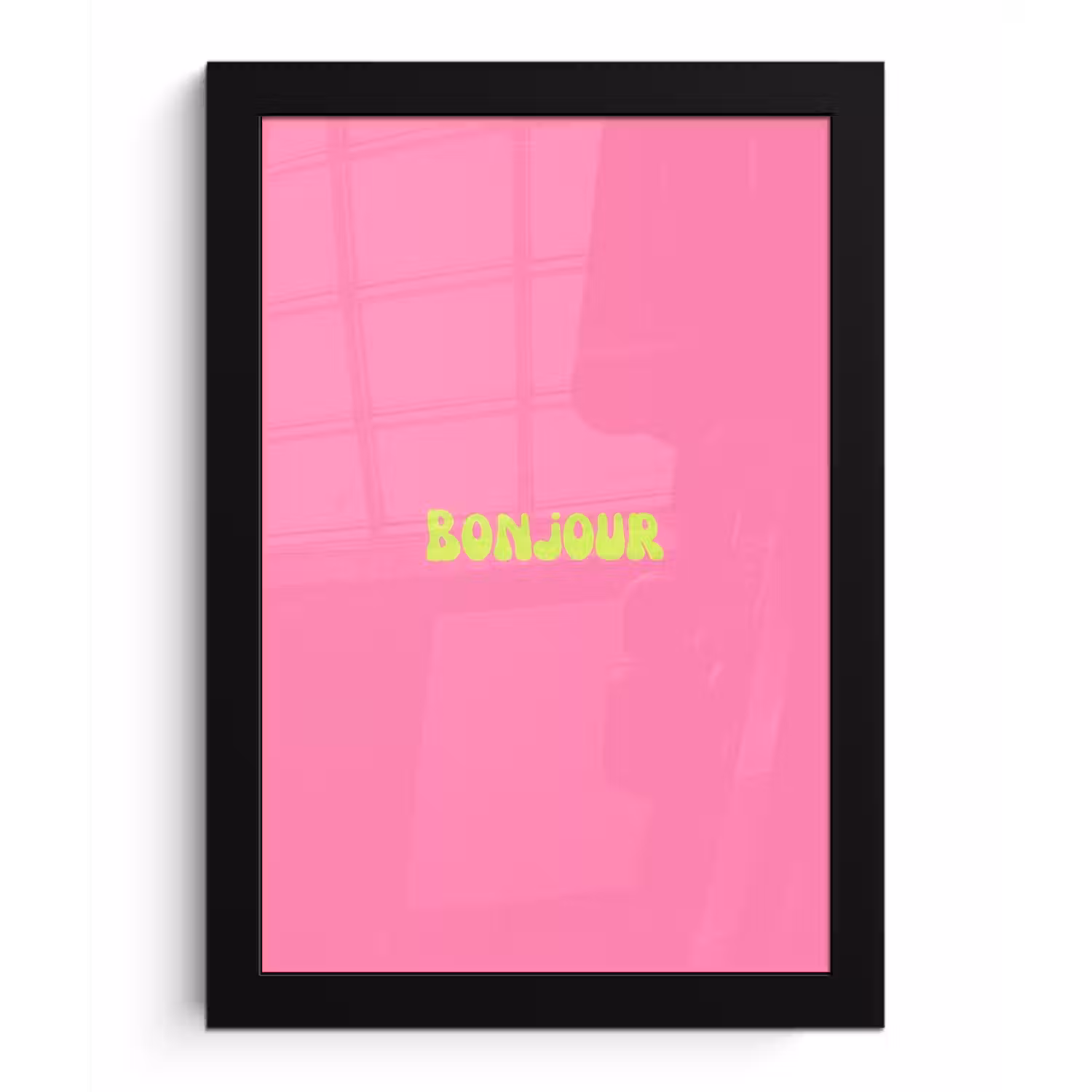 Roze - Groene bonjour - Organisch fotolijst zwart zonder passe partout klein -3d