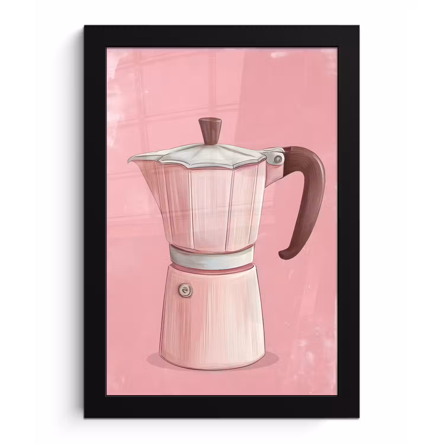 Roze - Mokkapot - Illustratie - Koffie fotolijst zwart zonder passe partout klein -3d