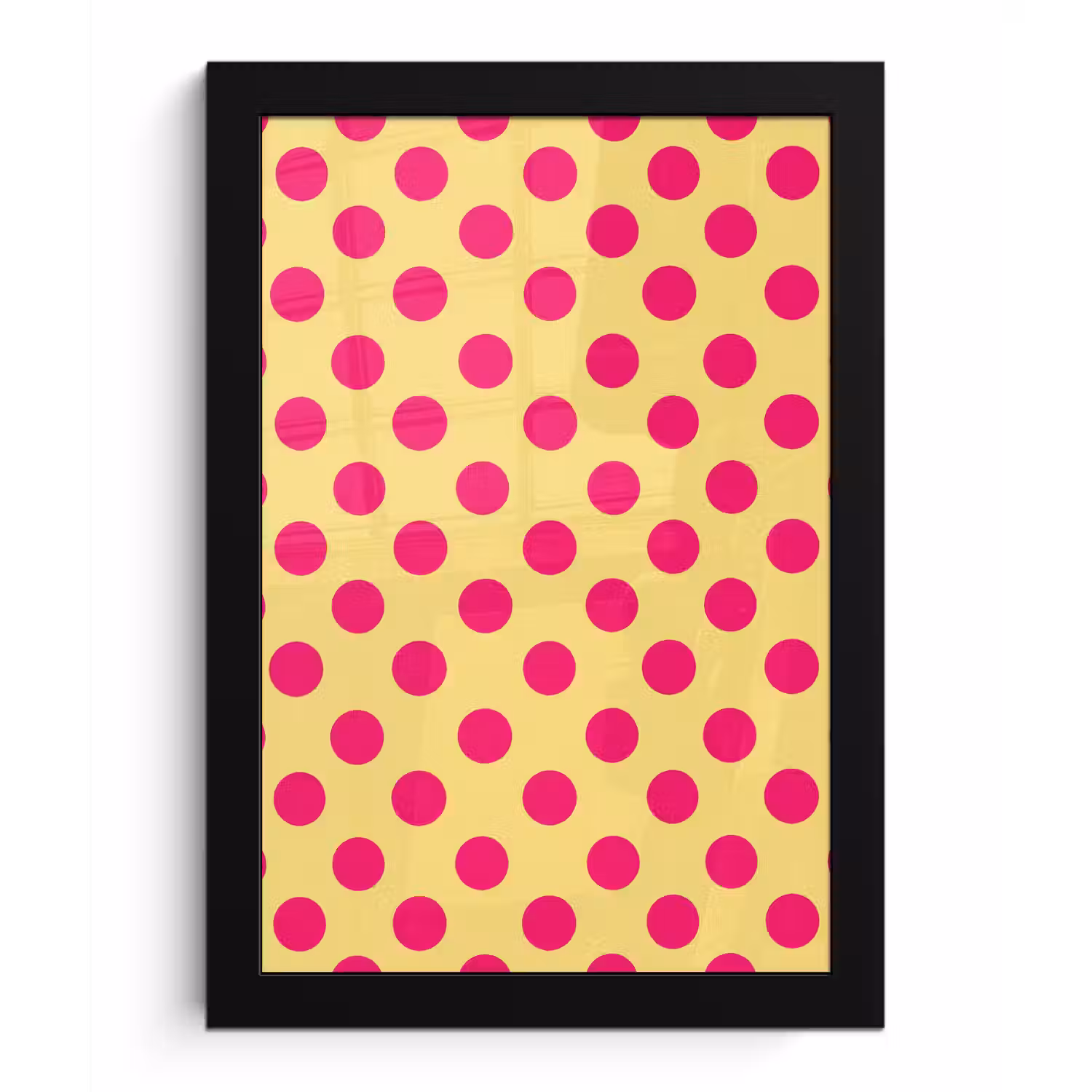 Roze - Stippen - Geel fotolijst zwart zonder passe partout klein 224 -3d