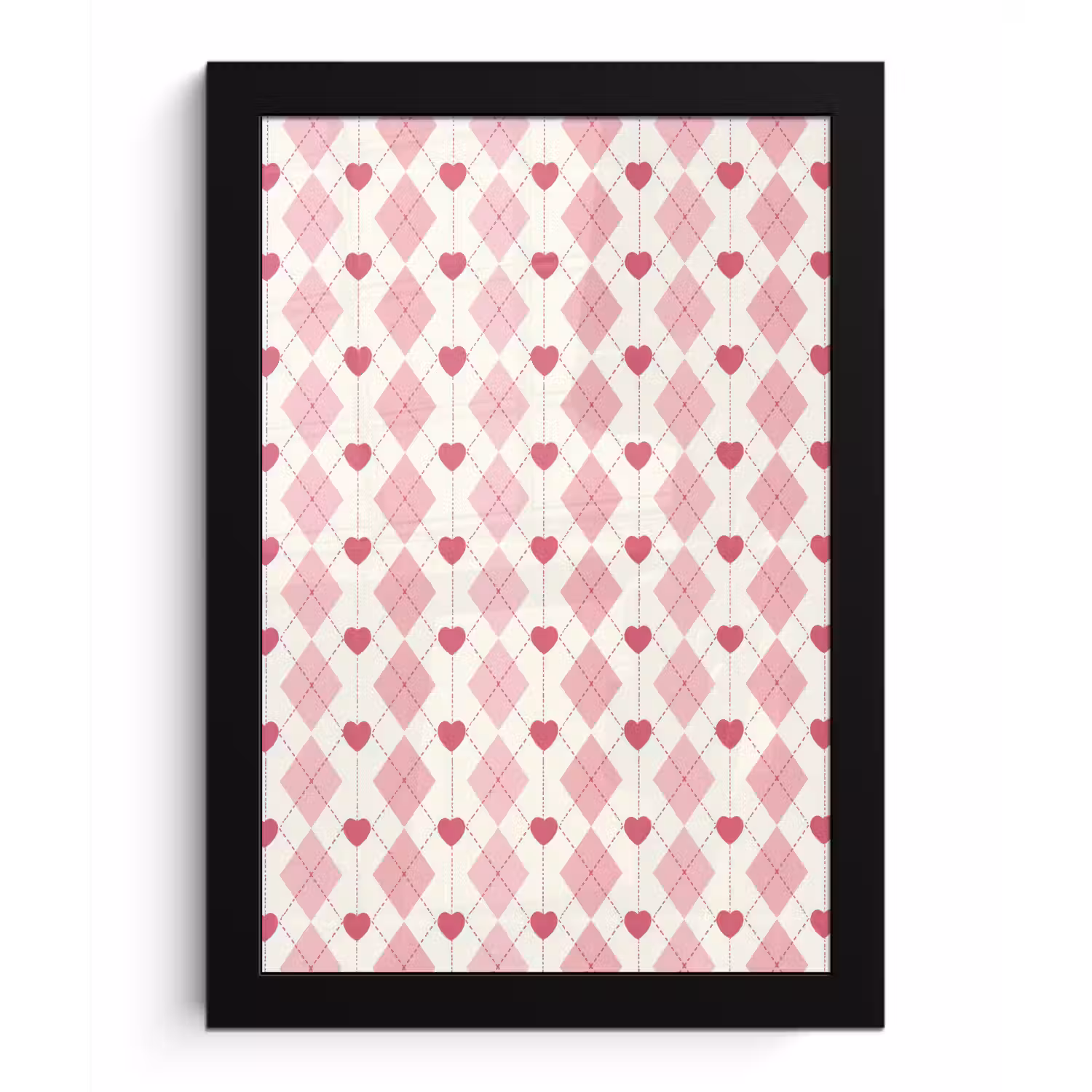 Ruiten - Klassiek - Roze - Wit fotolijst zwart zonder passe partout klein 224 -3d