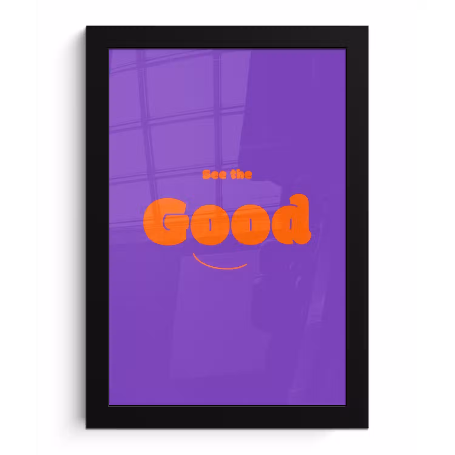 See the good - Oranje - Paars - Smiley fotolijst zwart zonder passe partout klein -3d