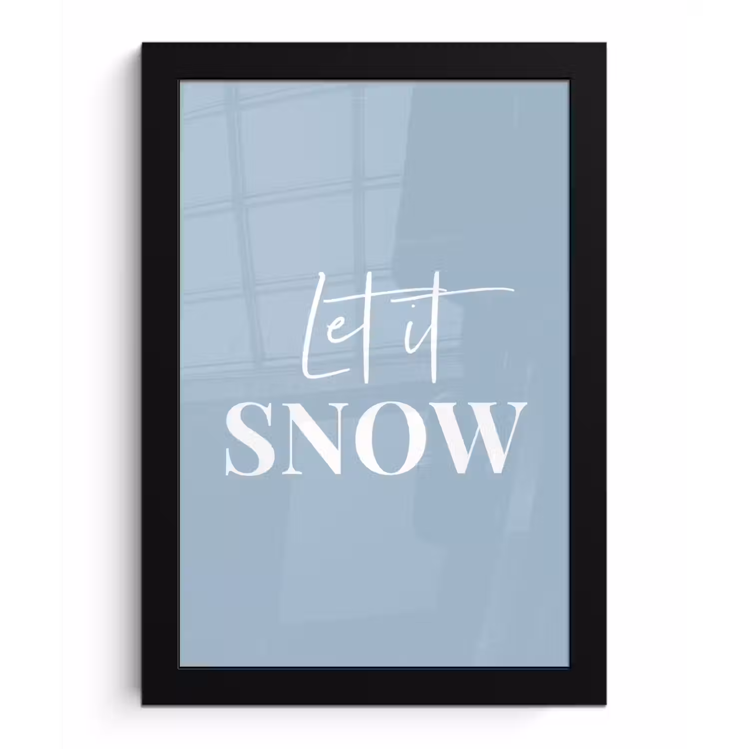 Sneeuw - Winter - Blauw - Let it snow fotolijst zwart zonder passe partout klein -3d