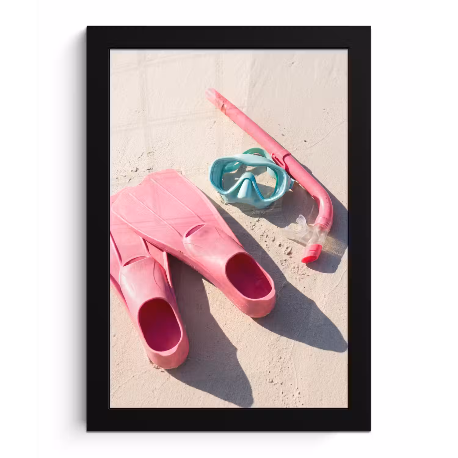 Snorkelset - Strand - Zomer - Roze fotolijst zwart zonder passe partout klein -3d
