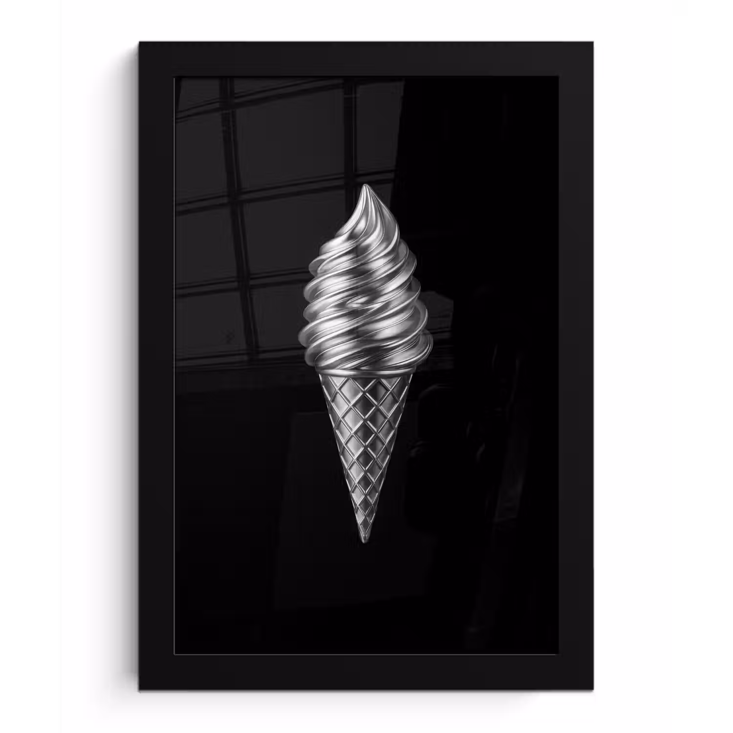 Softijs - Realistisch - Futuristisch fotolijst zwart zonder passe partout klein -3d