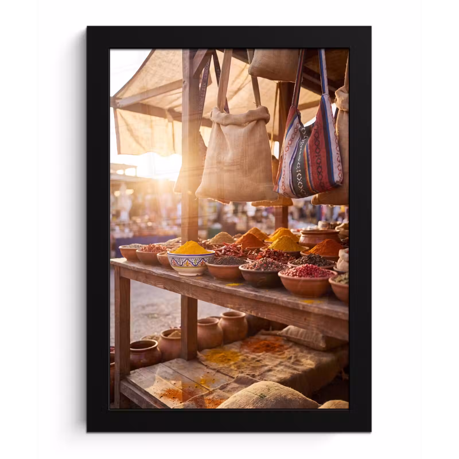 Poster met lijst - Specerijen - Markt - Kleurrijk - Specerijen - Markt - Kleurrijk fotolijst zwart zonder passe partout klein