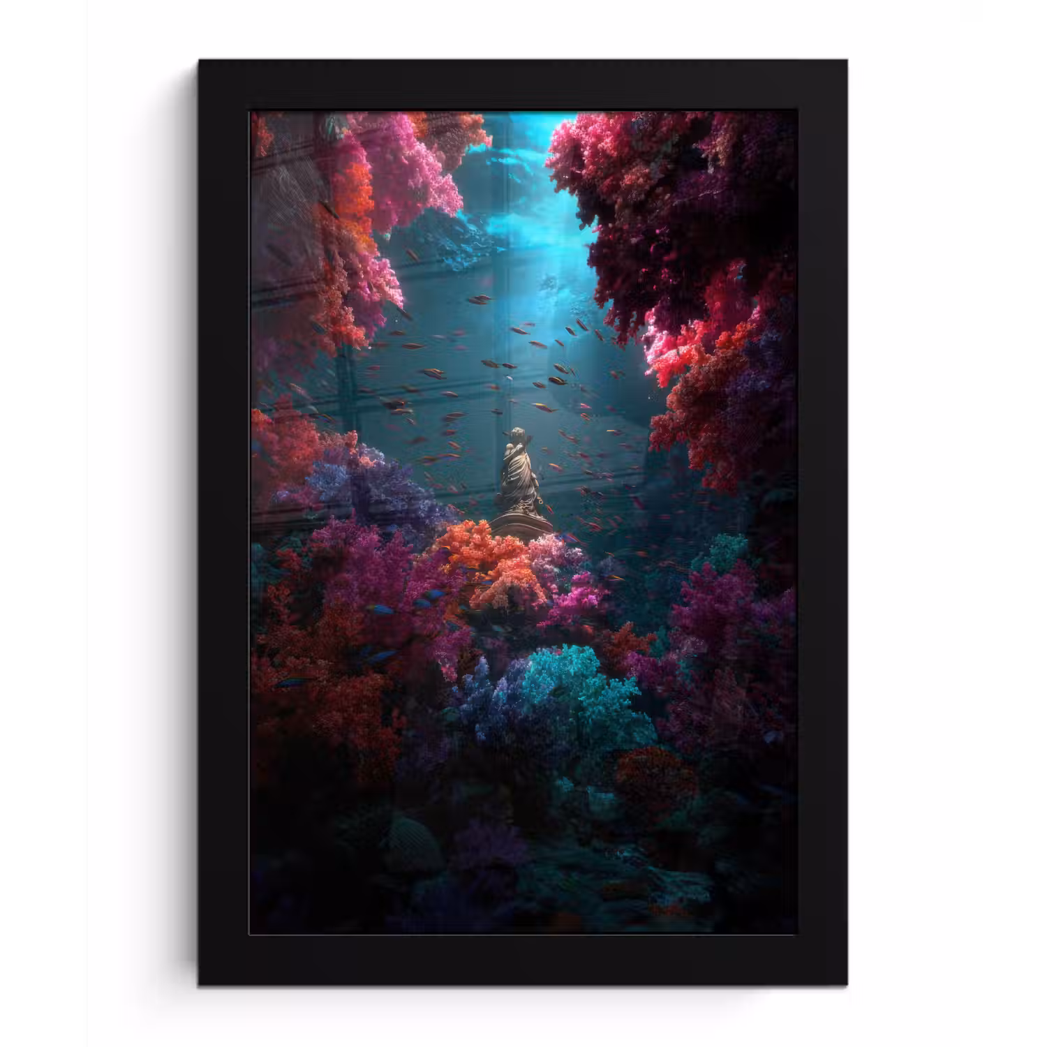 Standbeeld - Zeebodem - Koraal - Kleurrijk fotolijst zwart zonder passe partout klein -3d