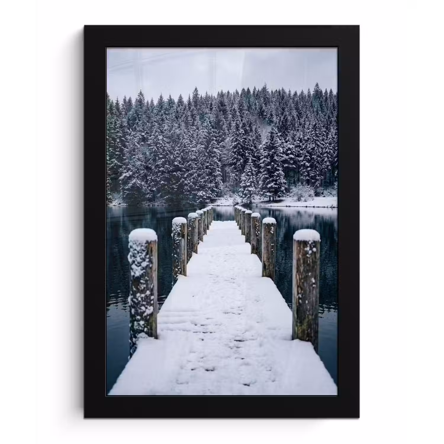 Steiger - Meer - Sneeuw - Bergen - Rustgevend fotolijst zwart zonder passe partout klein -3d
