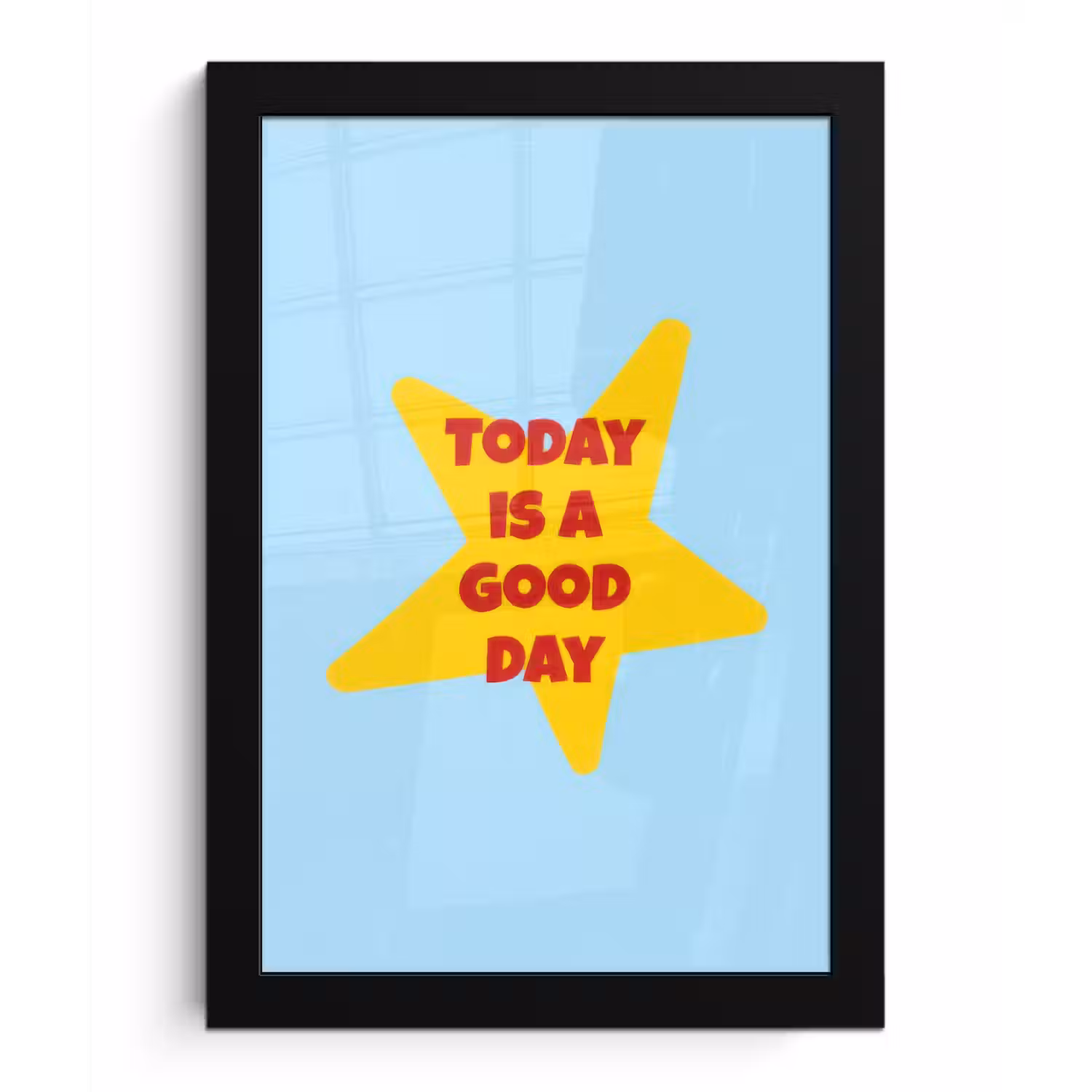Ster - Today is a good day - Blauw fotolijst zwart zonder passe partout klein -3d