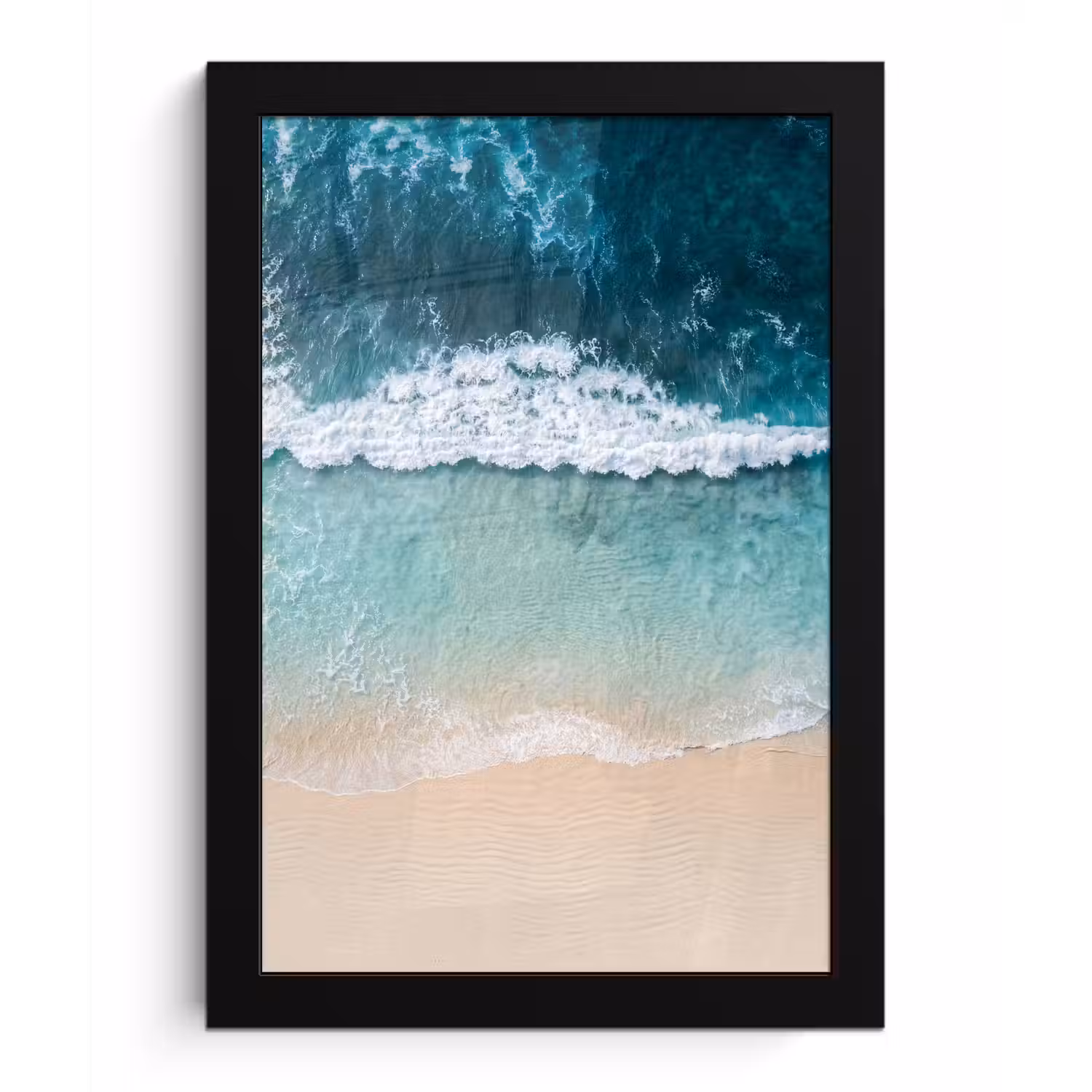 Strand - Zee - Golven - Natuur - Blauw fotolijst zwart zonder passe partout klein -3d