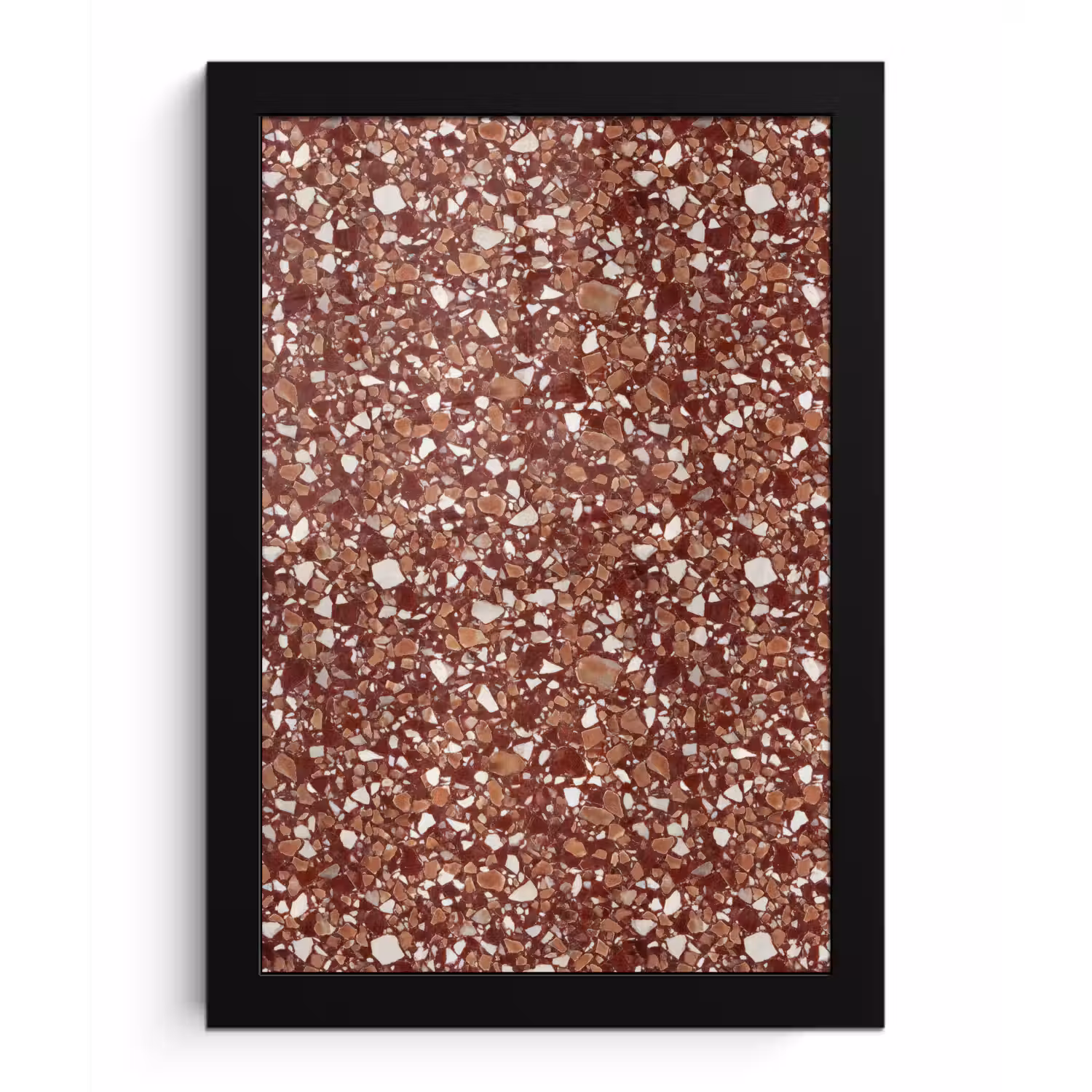 Terrazzo - Patroon - Steentextuur - Roodbruin fotolijst zwart zonder passe partout klein 224 -3d