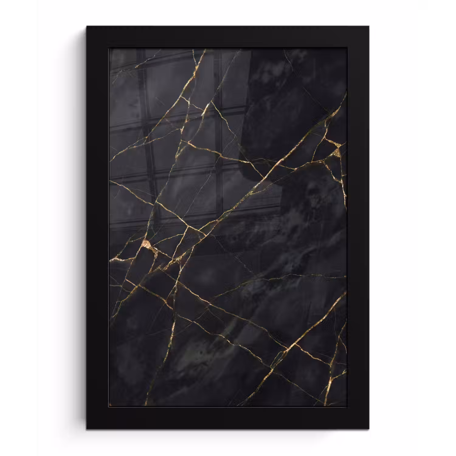 Textuur - Gouden lijnen - Abstract - Modern - Zwart fotolijst zwart zonder passe partout klein -3d