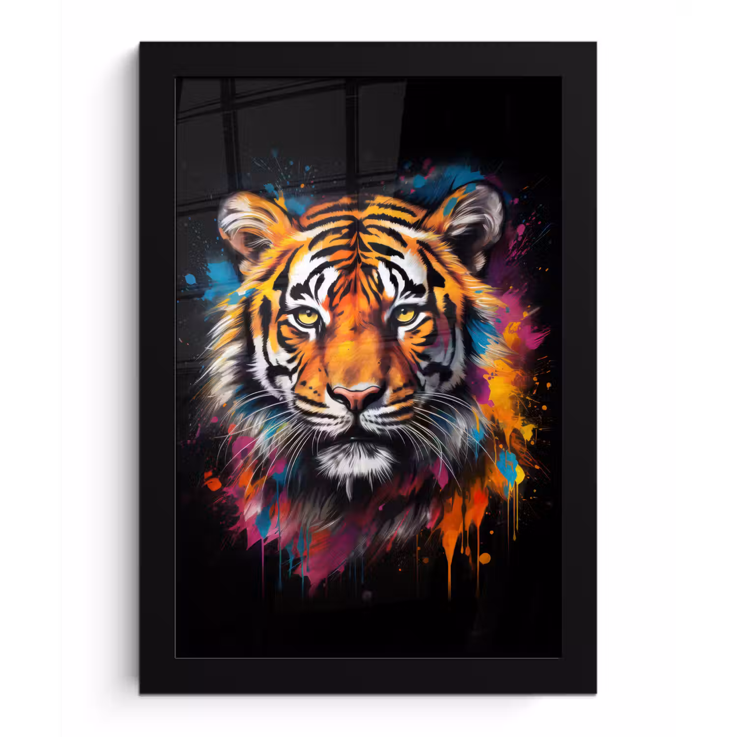 Tijger - Graffiti - Dieren - Zwart fotolijst zwart zonder passe partout klein -3d