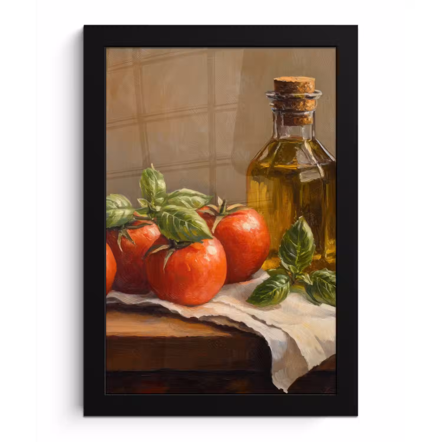 Tomaten - Olijfolie - Stilleven fotolijst zwart zonder passe partout klein -3d