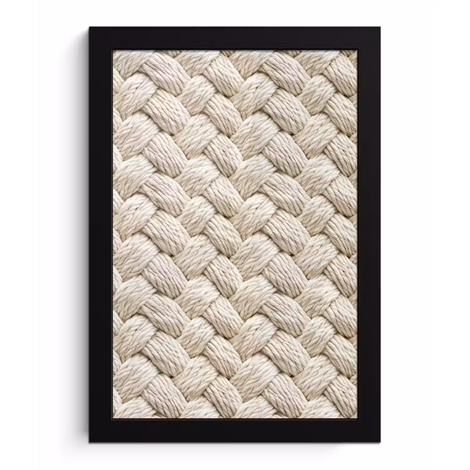 Touw - Gebreid - Beige fotolijst zwart zonder passe partout klein 224 -3d