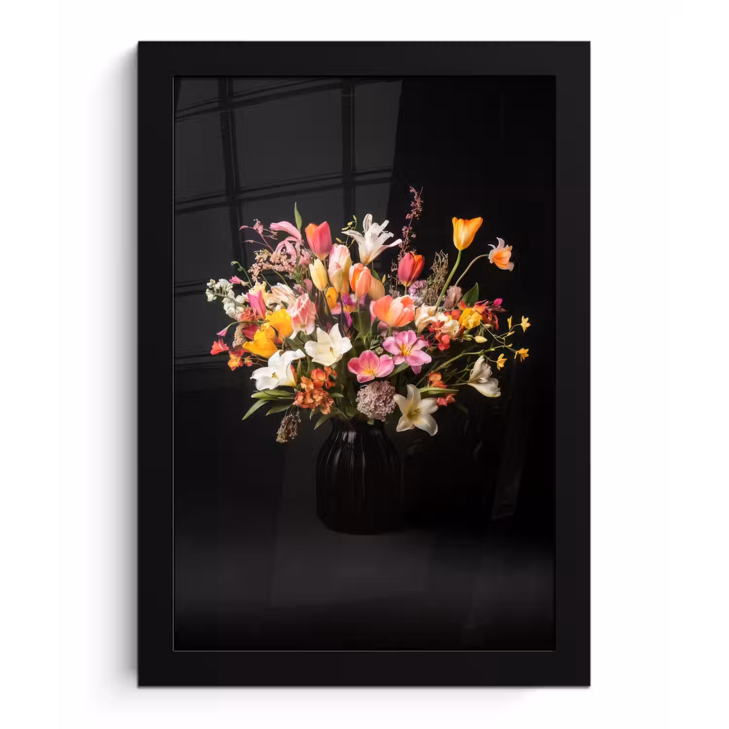 Vaas - Bloemen - Tulpen fotolijst zwart zonder passe partout klein -3d