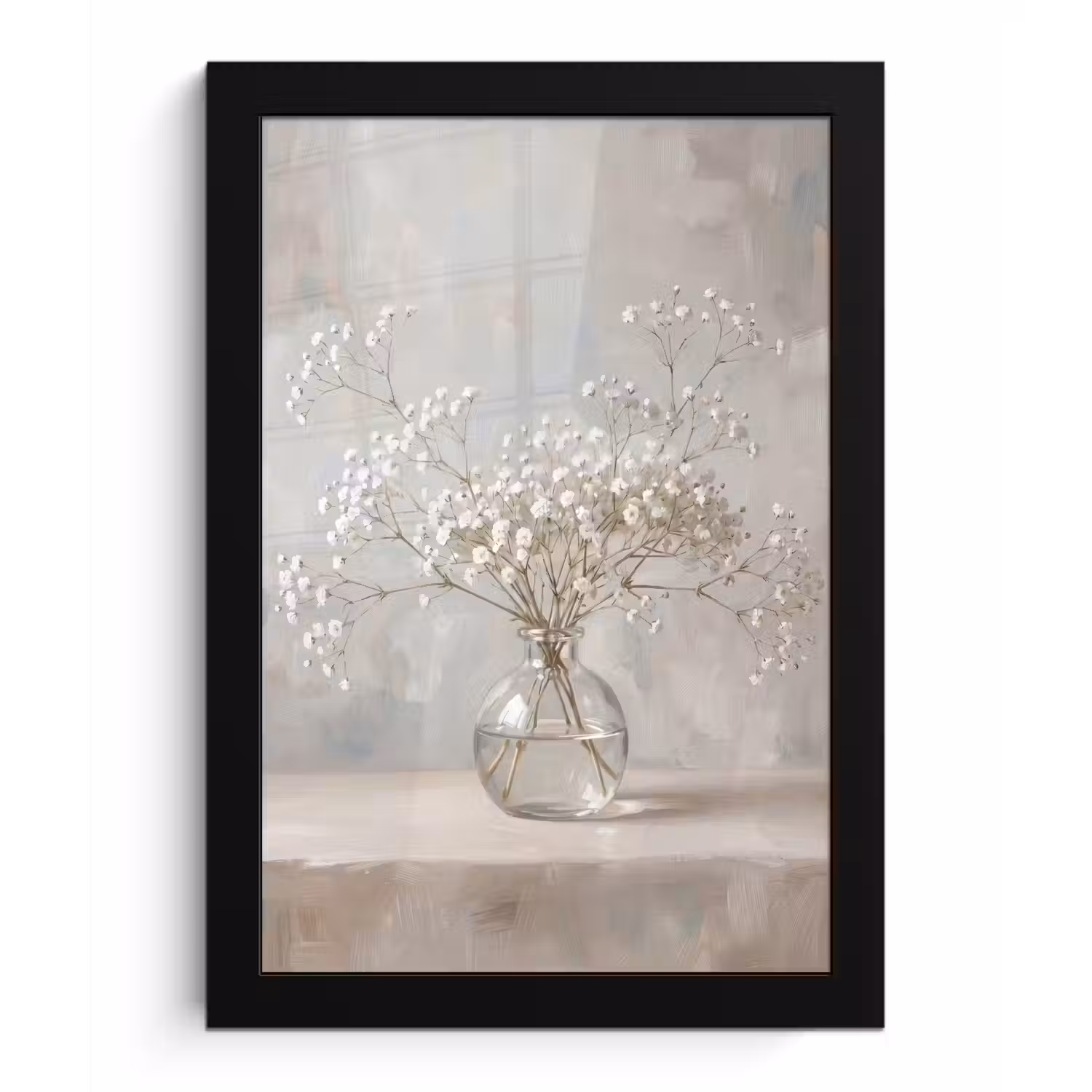 Vaas - Gipskruid - Wit fotolijst zwart zonder passe partout klein -3d