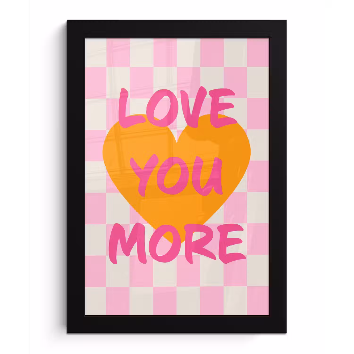 Valentijn - Love - Roze - Oranje fotolijst zwart zonder passe partout klein -3d