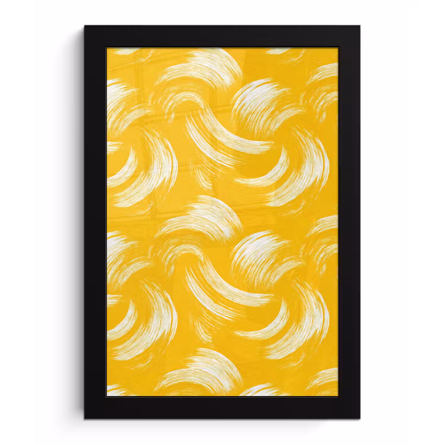 Verfstreken - Abstract - Dynamisch - Geel fotolijst zwart zonder passe partout klein 224 -3d