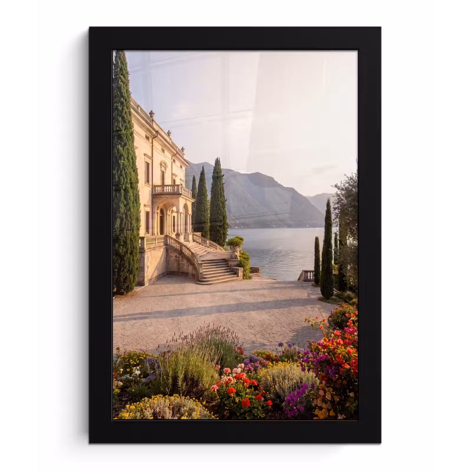 Poster met lijst - Villa - water -trappen - Villa - water -trappen fotolijst zwart zonder passe partout klein