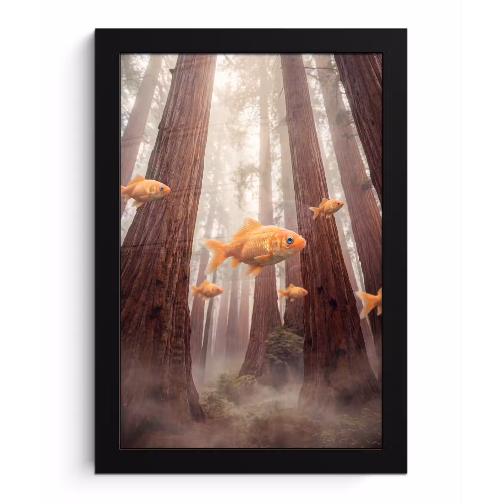 Poster met lijst - Vis - Bos - Fantasie - Vis - Bos - Fantasie fotolijst zwart zonder passe partout klein