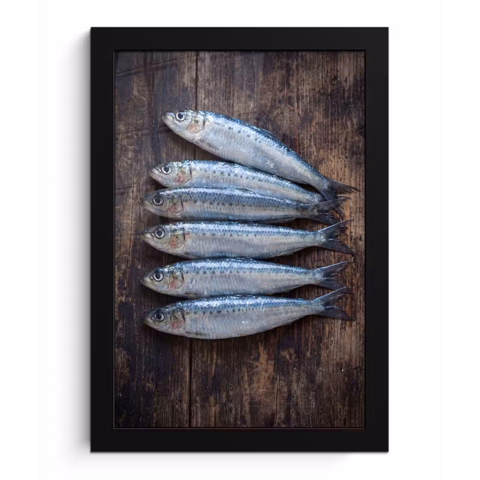 Poster met lijst - Vis - Hout - Eten - Vis - Hout - Eten fotolijst zwart zonder passe partout klein