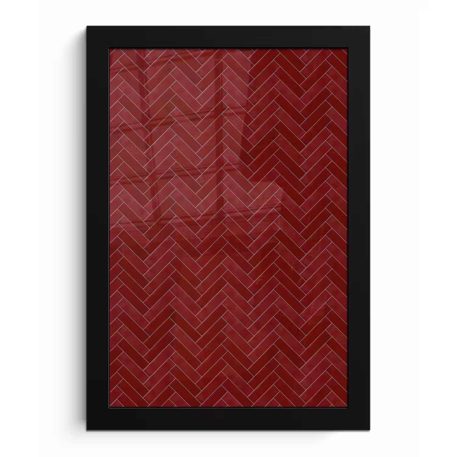 Visgraat - Wandtegel - Bordeaux - Rood fotolijst zwart zonder passe partout klein 224 -3d