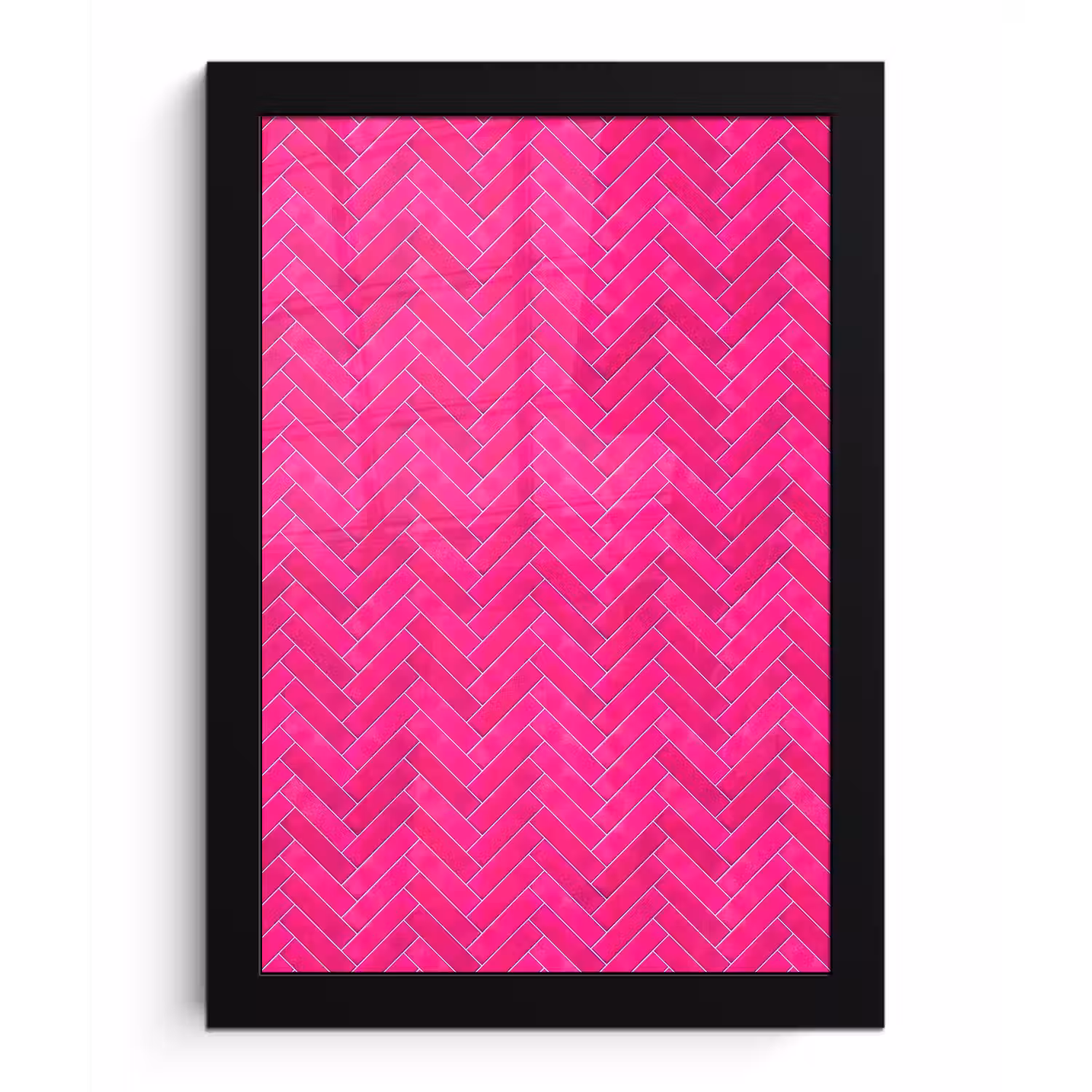 Visgraat - Wandtegel - Fuchsia - Roze fotolijst zwart zonder passe partout klein 224 -3d