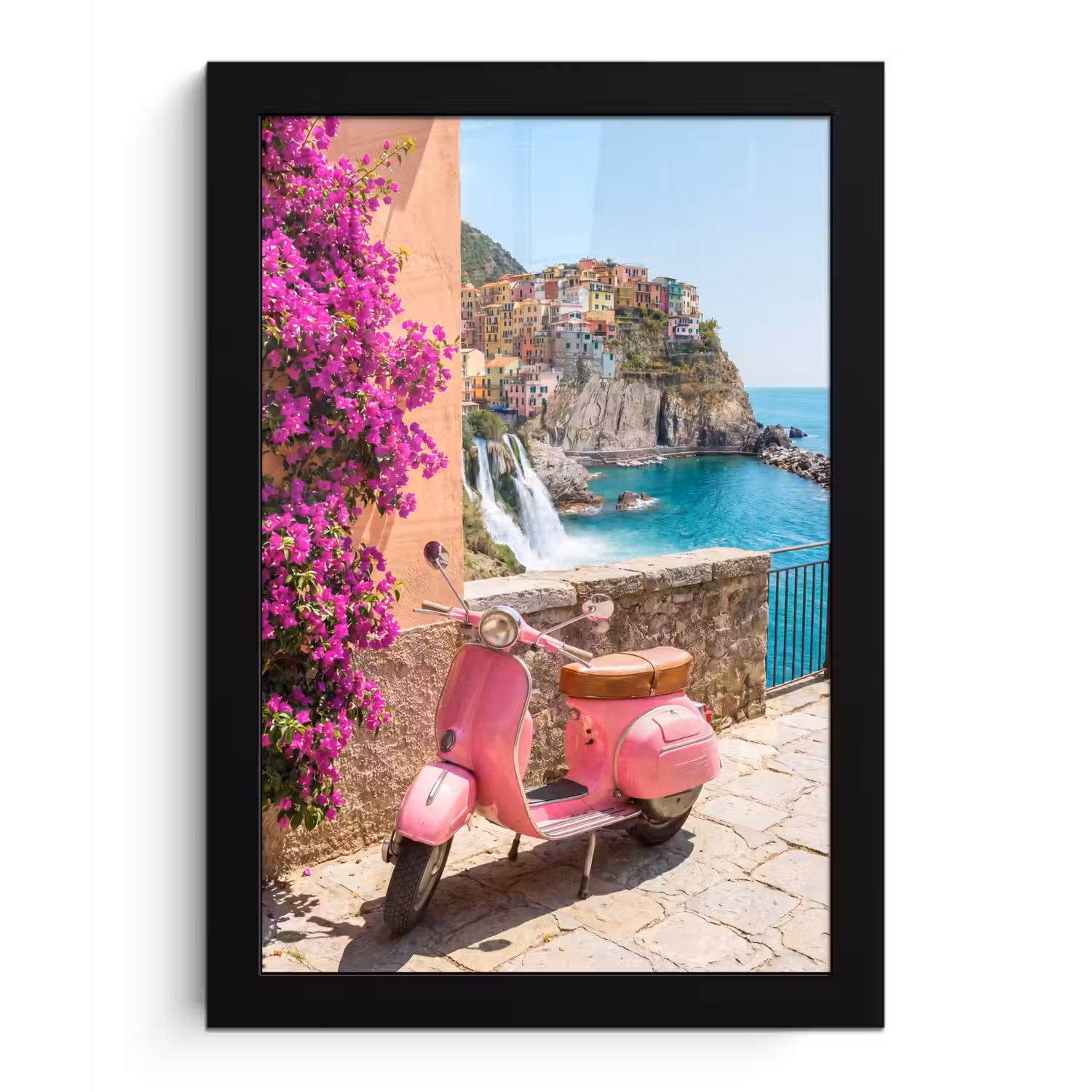 Voertuig - Roze - Kust - Zomer - Reizen fotolijst zwart zonder passe partout klein -3d