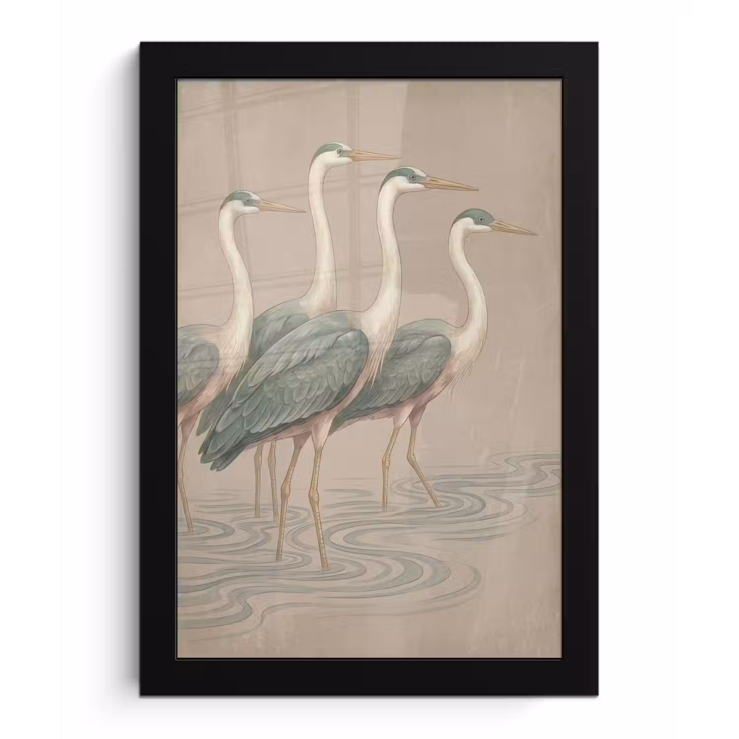 Vogel - Water - Natuur - Vintage fotolijst zwart zonder passe partout klein -3d