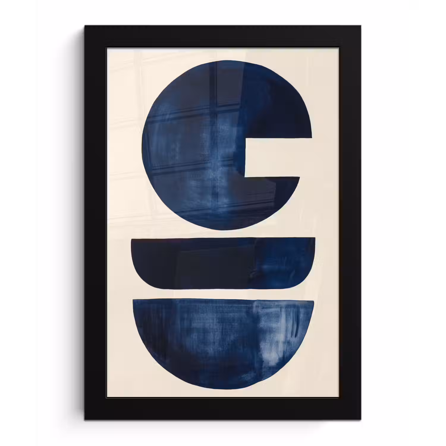 Vormen - Blauw - Abstract fotolijst zwart zonder passe partout klein -3d