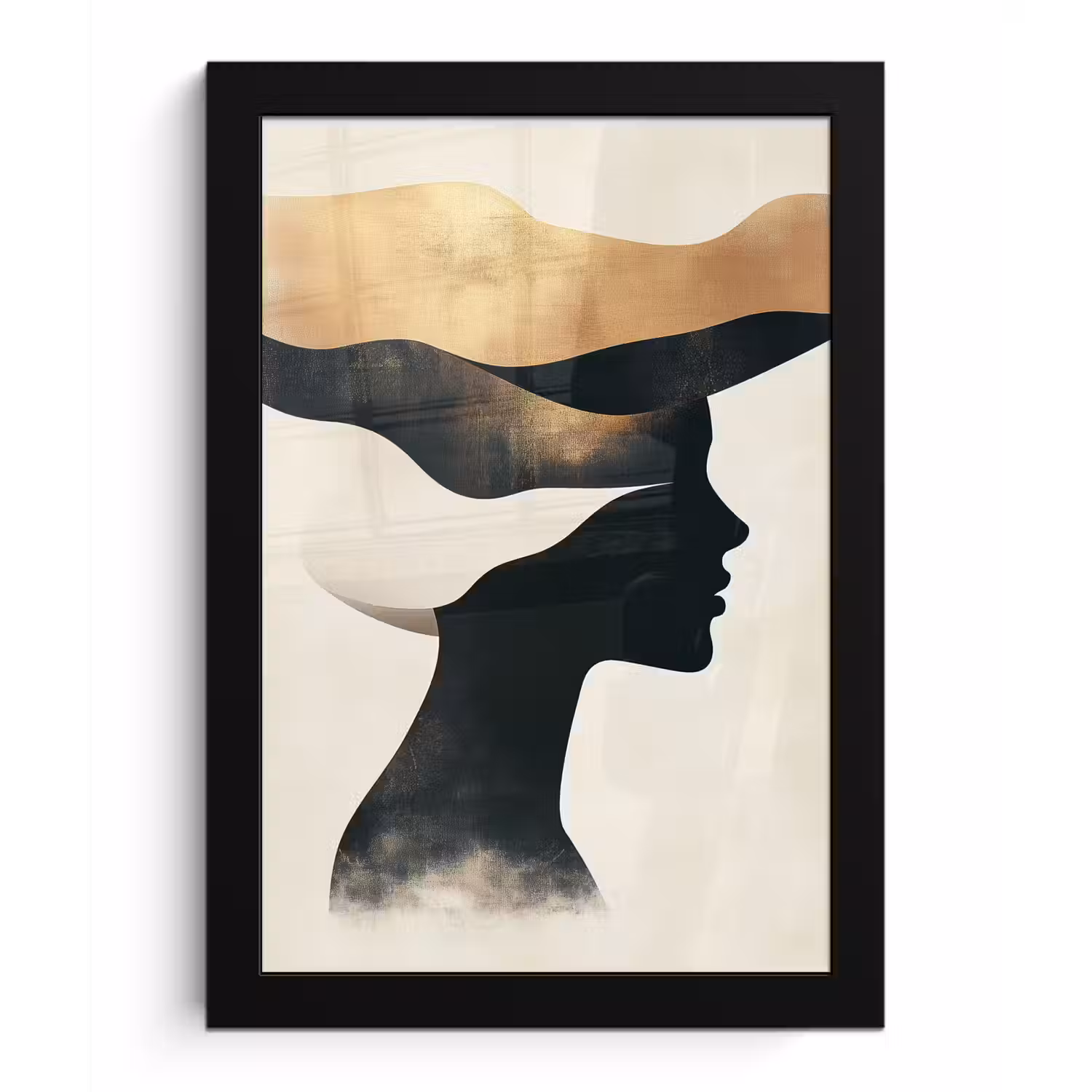 Vrouw - Golven - Zwart fotolijst zwart zonder passe partout klein -3d