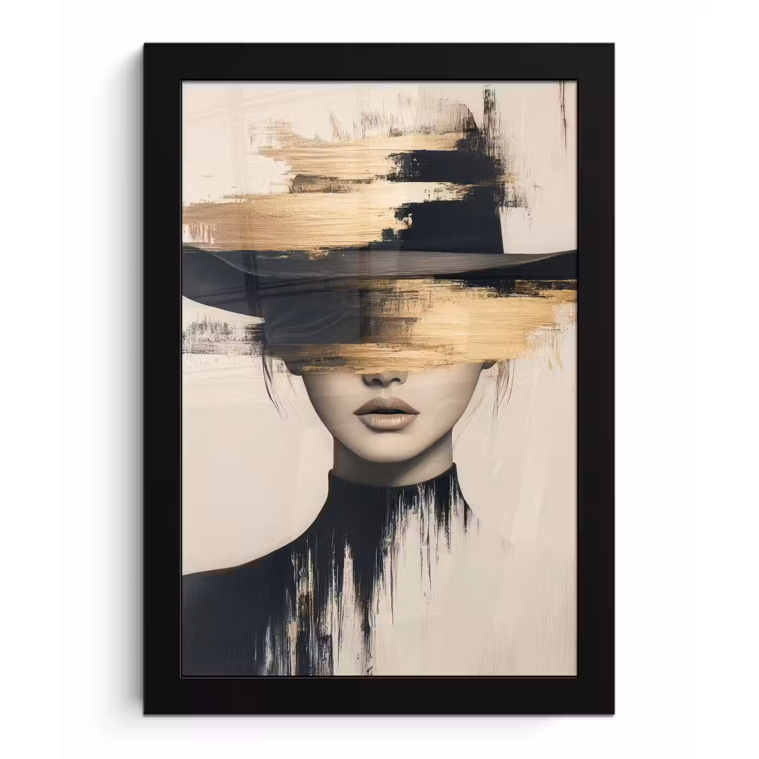 Vrouw - Hoed - Verf fotolijst zwart zonder passe partout klein -3d