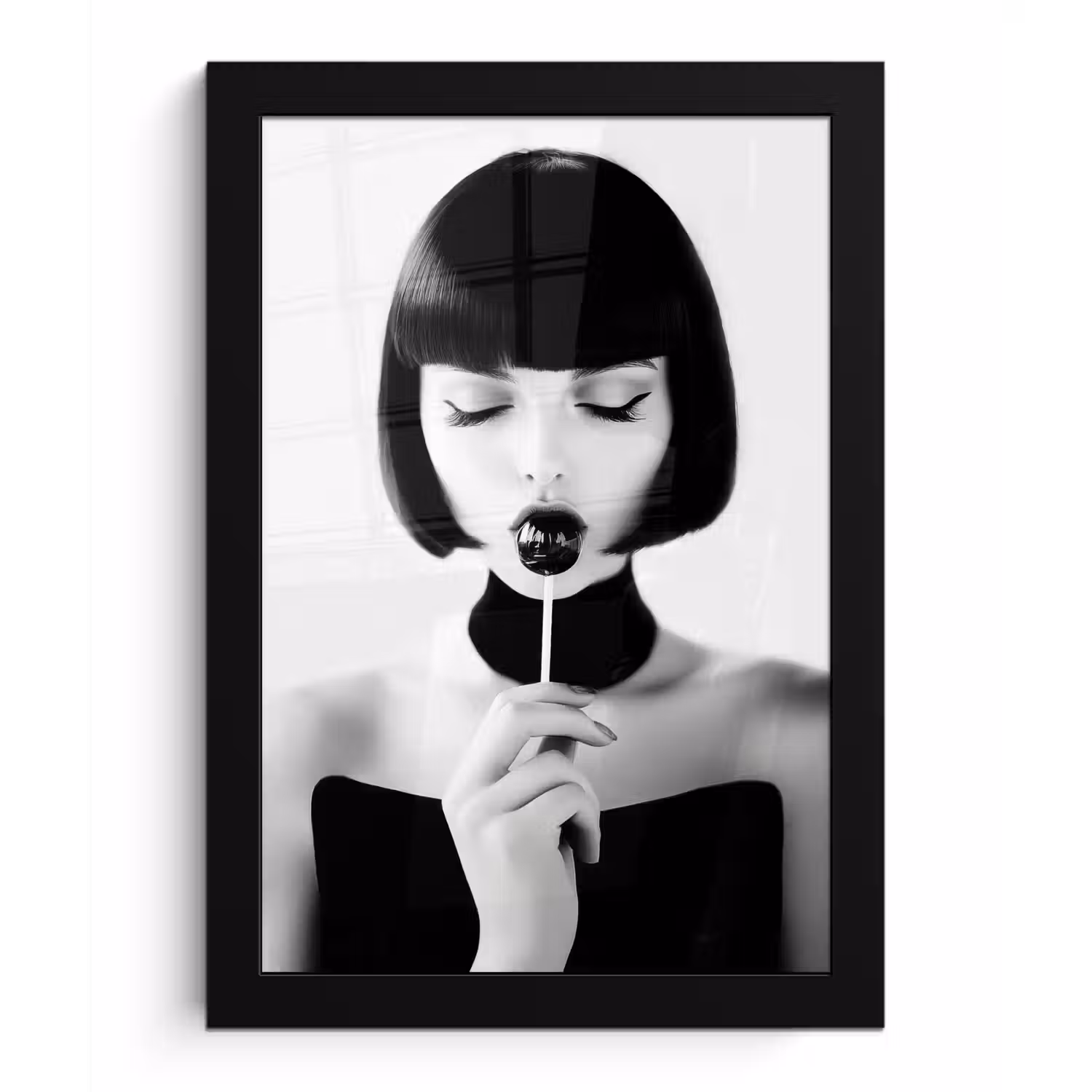 Vrouw - Lolly - Zwart - Wit fotolijst zwart zonder passe partout klein -3d