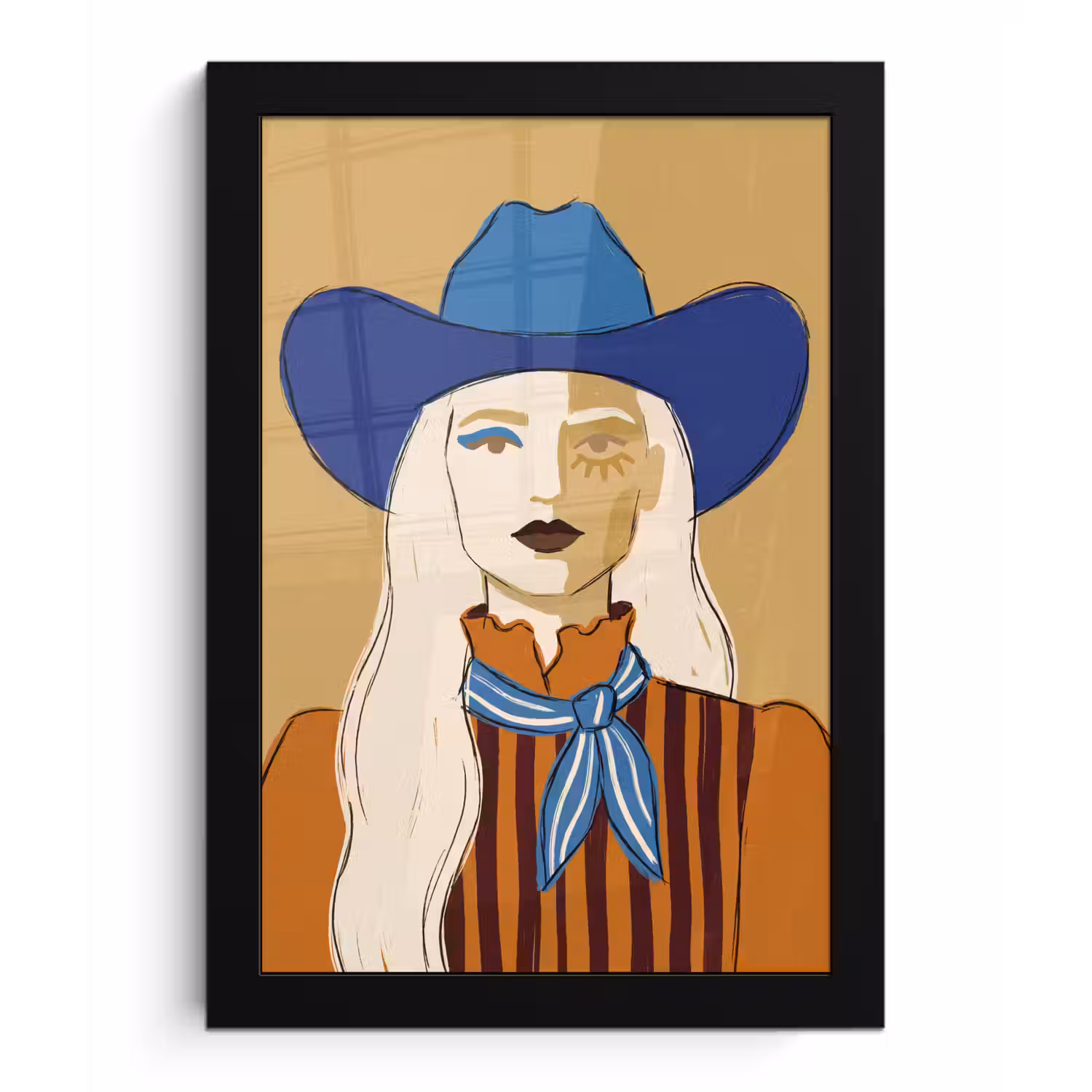 Vrouw - Portret - Abstract - Kleurrijk - Modern fotolijst zwart zonder passe partout klein -3d