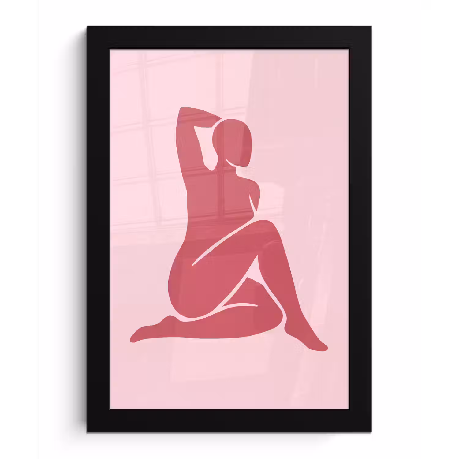 Vrouw - Silhouet - Abstract - Modern - Roze fotolijst zwart zonder passe partout klein -3d