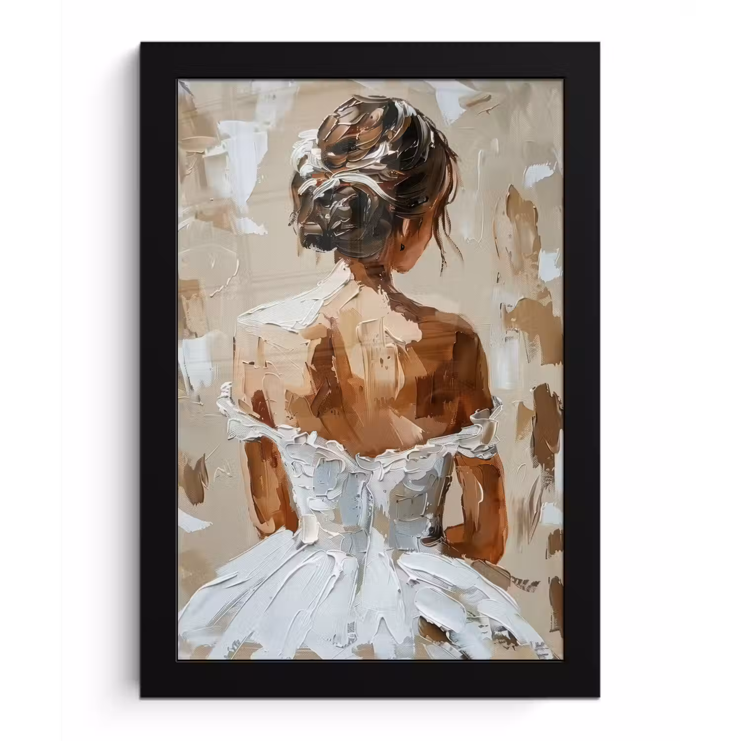 Vrouw - Verf - Abstract - Beige - Modern fotolijst zwart zonder passe partout klein -3d