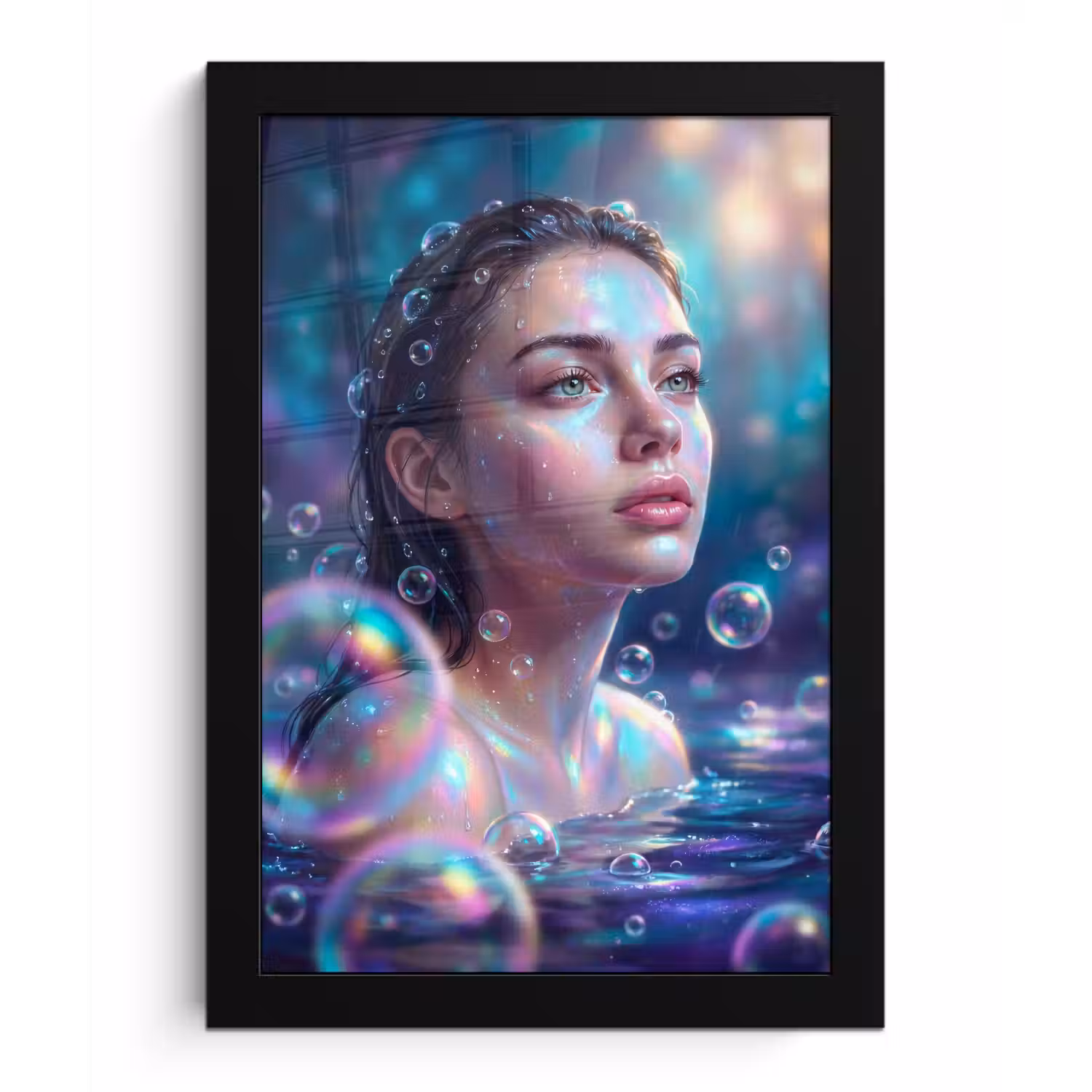 Vrouw - Water - Portret - Kleurrijk - Modern fotolijst zwart zonder passe partout klein -3d