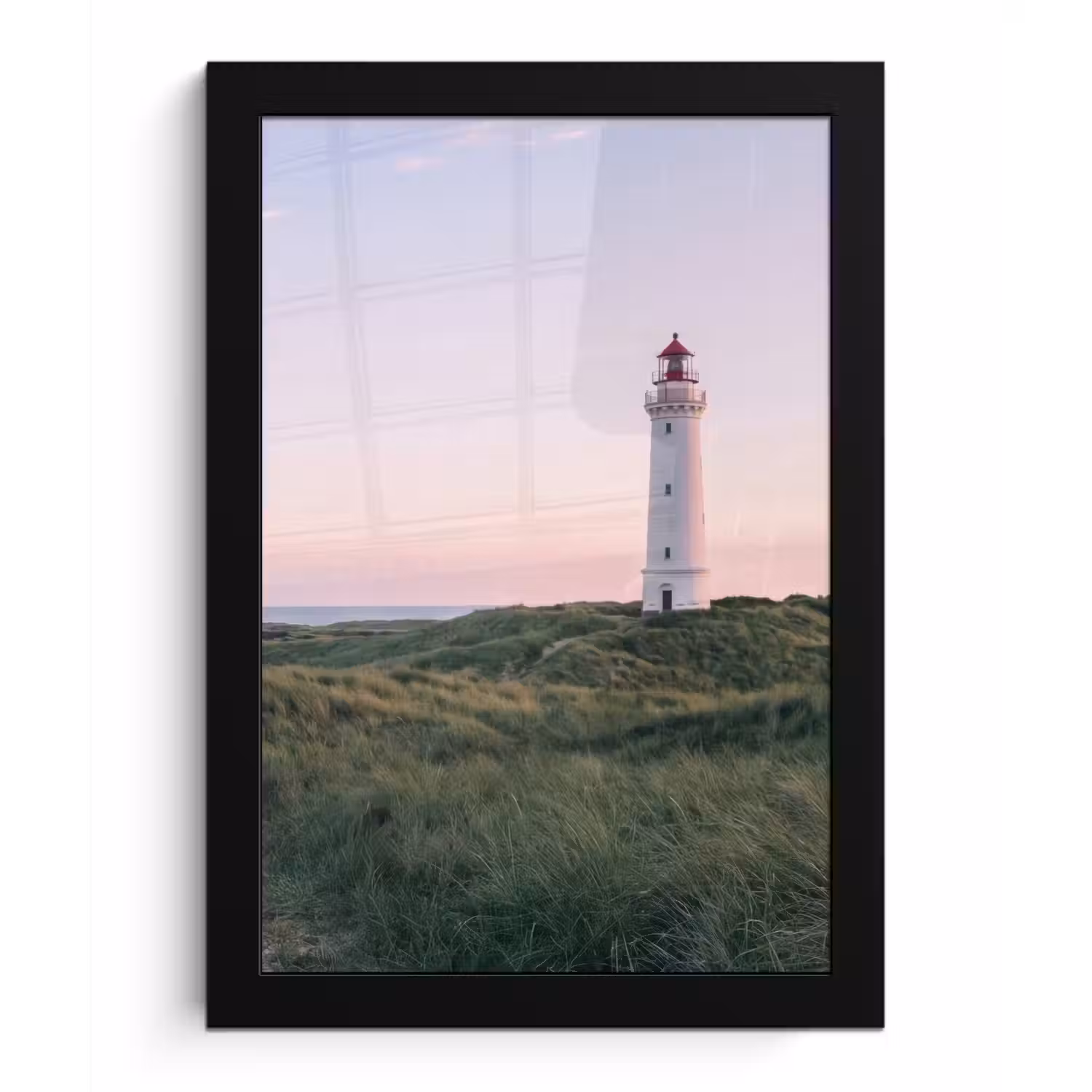 Vuurtoren - Duinlandschap - Zee fotolijst zwart zonder passe partout klein -3d