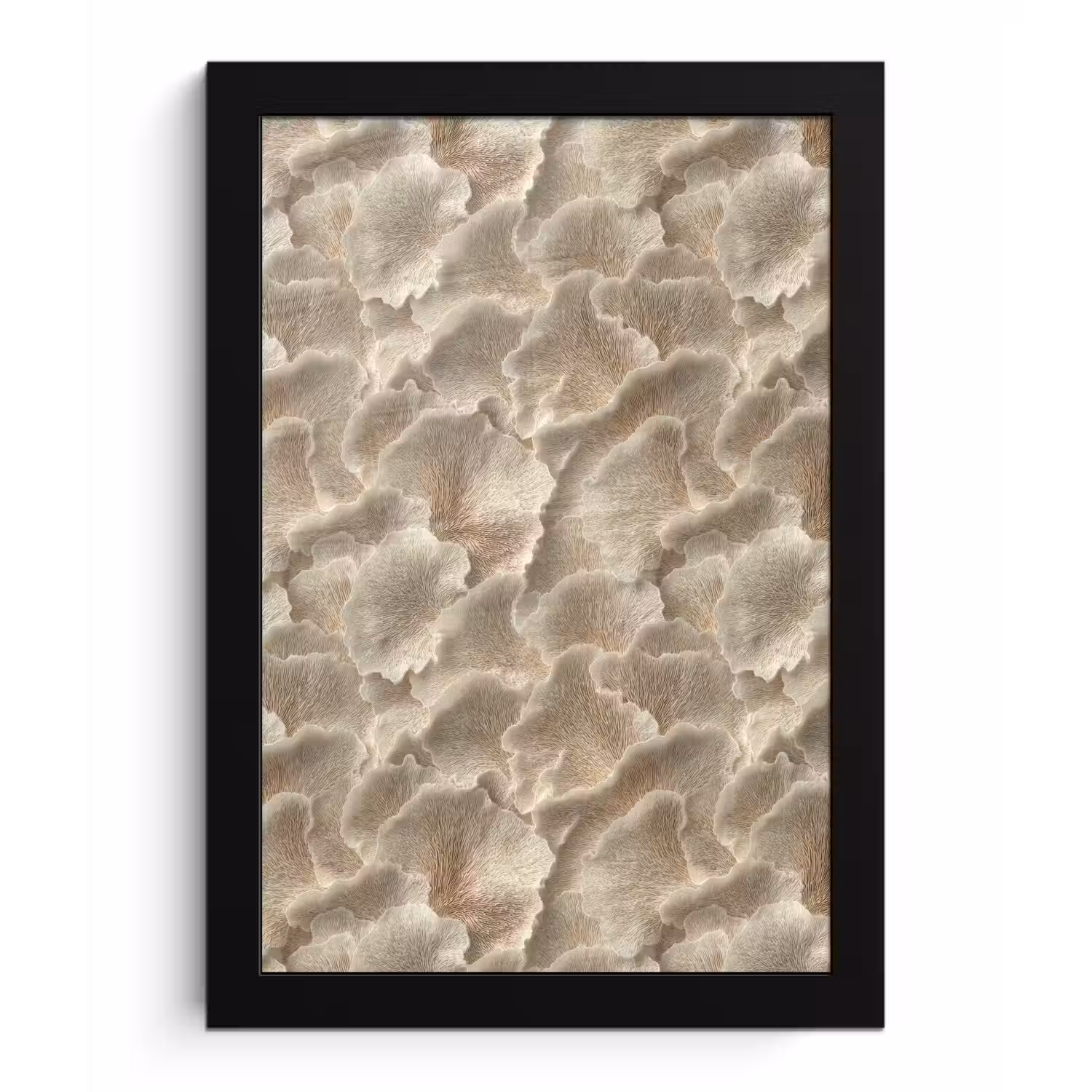 Waaierstructuren - Beige - Vezeltextuur fotolijst zwart zonder passe partout klein 224 -3d